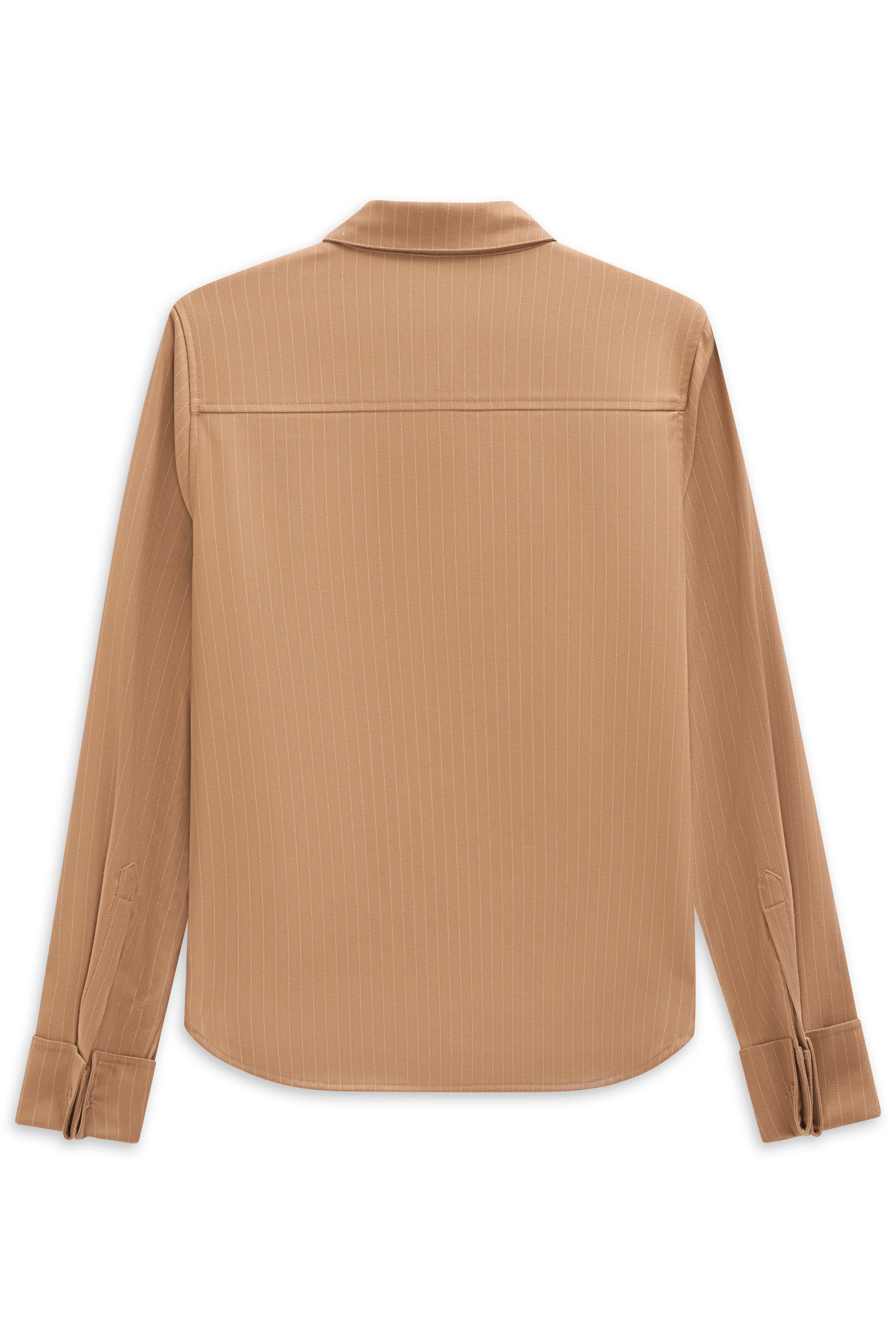 Bugatti beige gestreifte Bluse, Rückansicht, legeres Büstenbild, elegante Details.