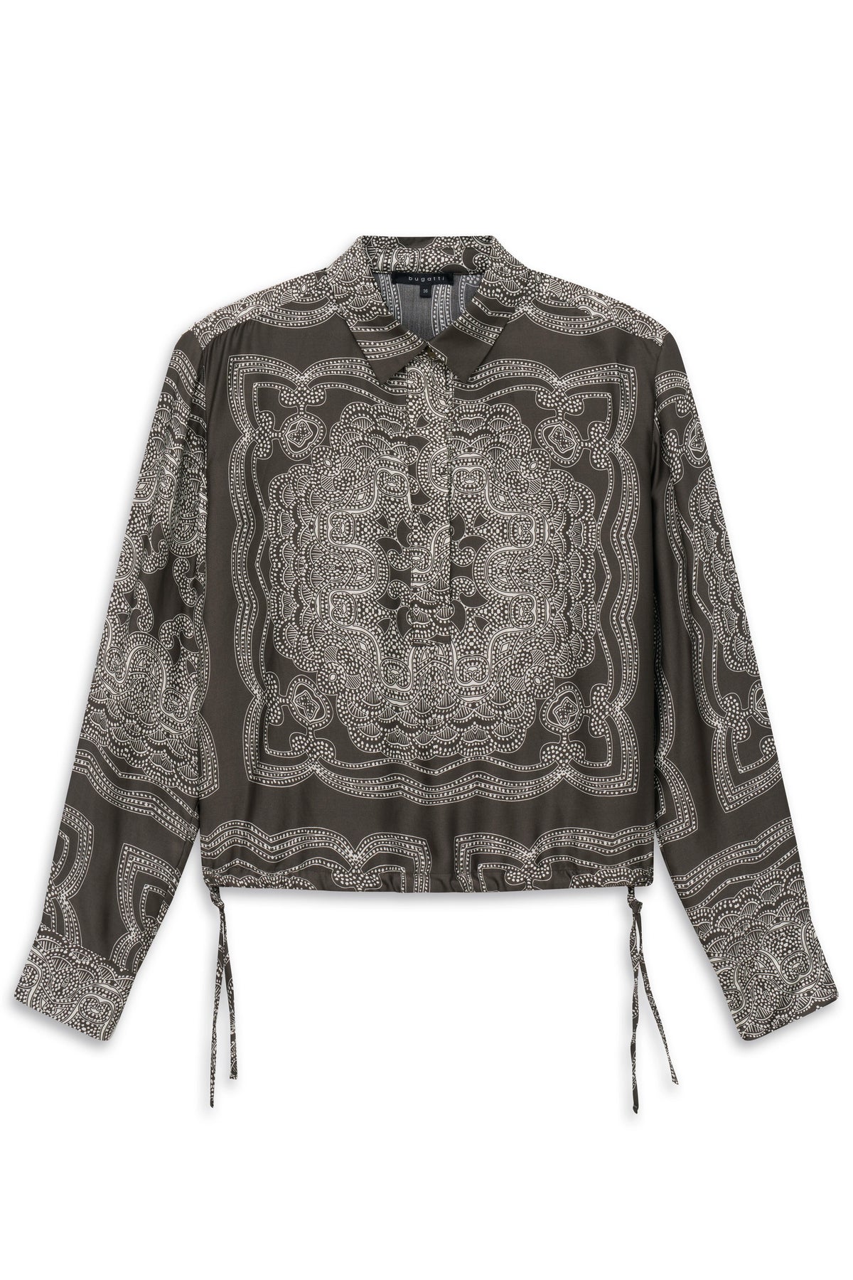 Bluse mit Mandala-Muster in Schwarz-Weiß von bugatti, Büstenbild.