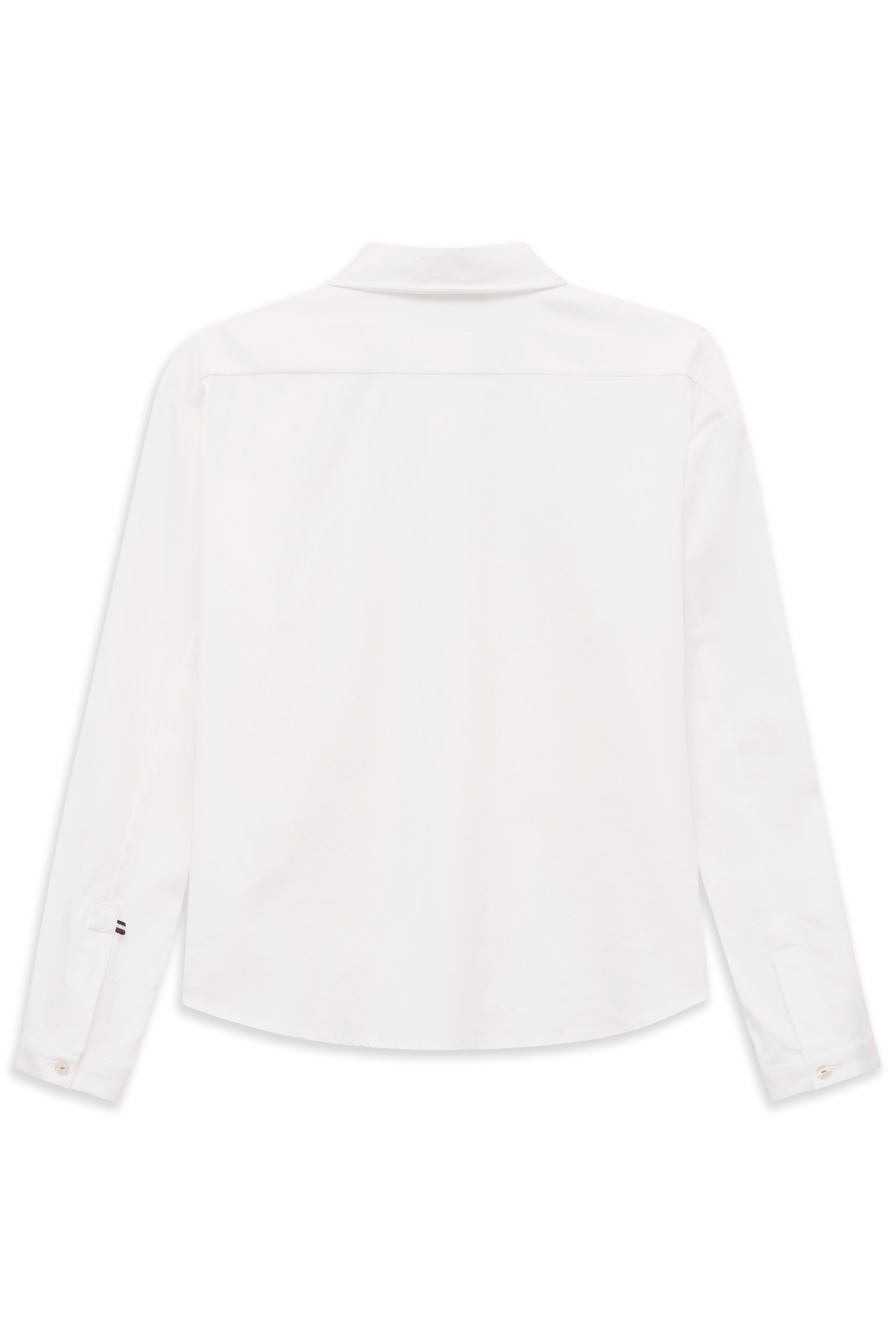 Weiße bugatti-Hemdbluse, Rückansicht, leger, klassische Eleganz und zeitlose Schönheit.