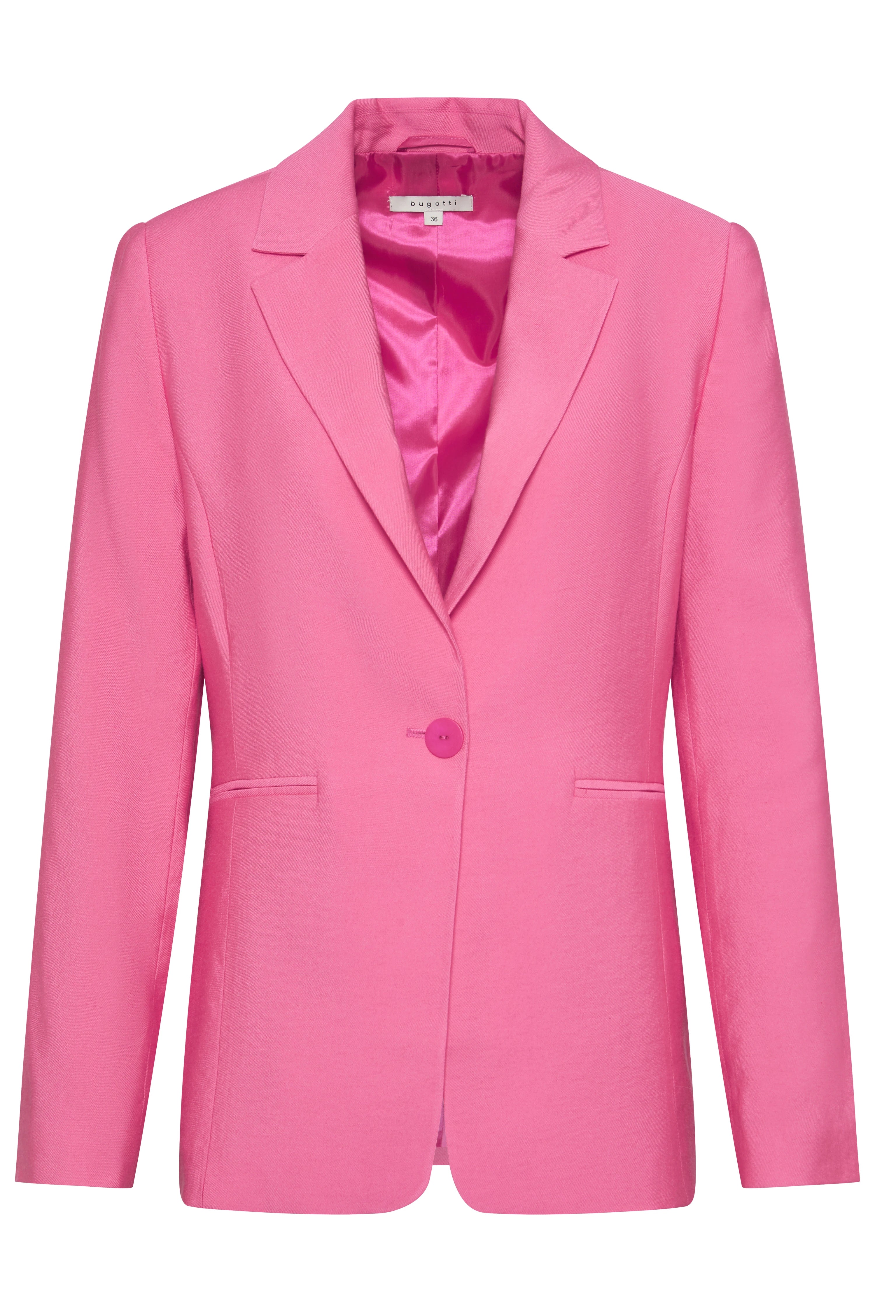 Pink bugatti blazer, elegant bust shot, high-quality material, timeless beauty.