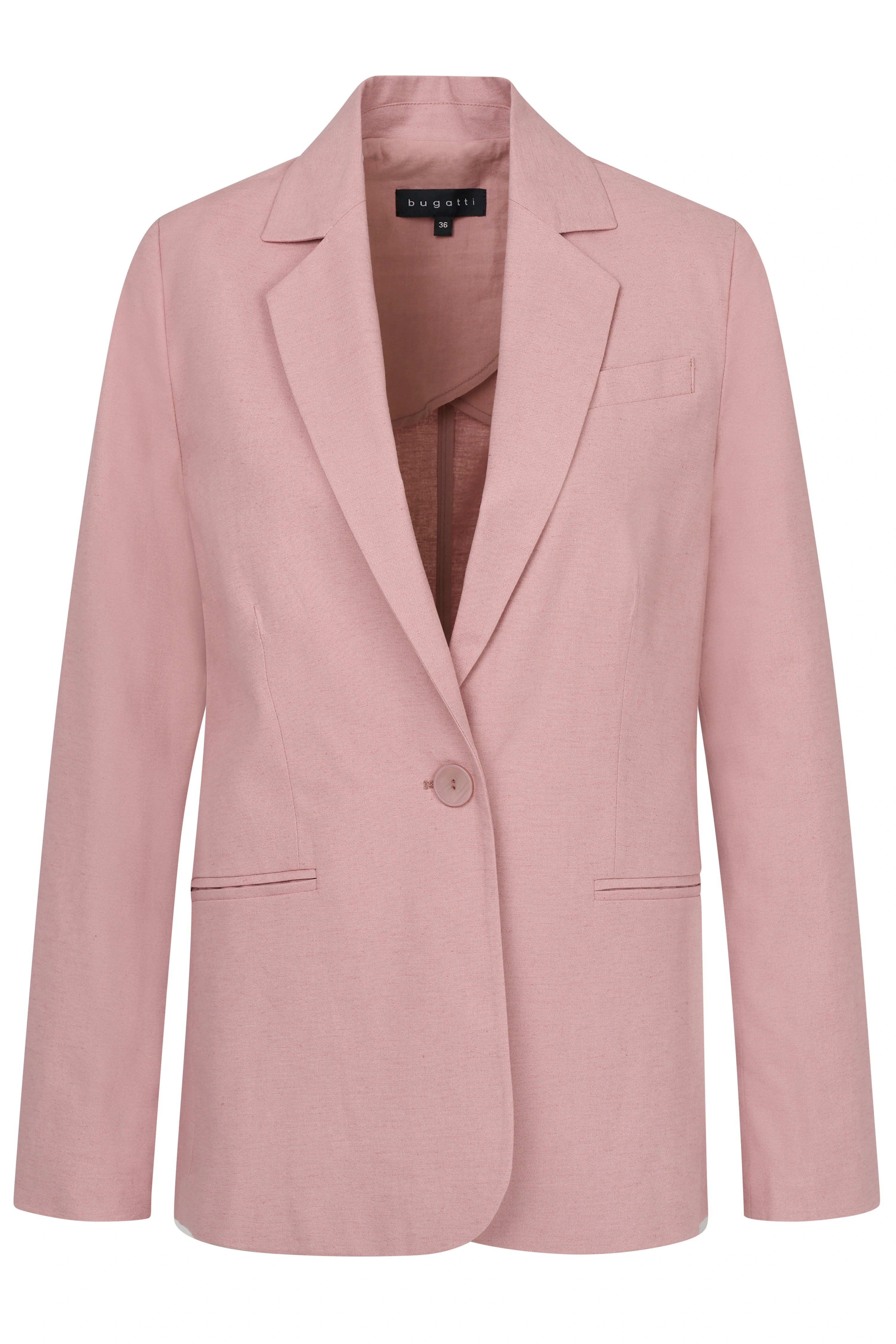 Rosa bugatti Blazer, Büstenbild, elegantes Design mit einem Knopf.