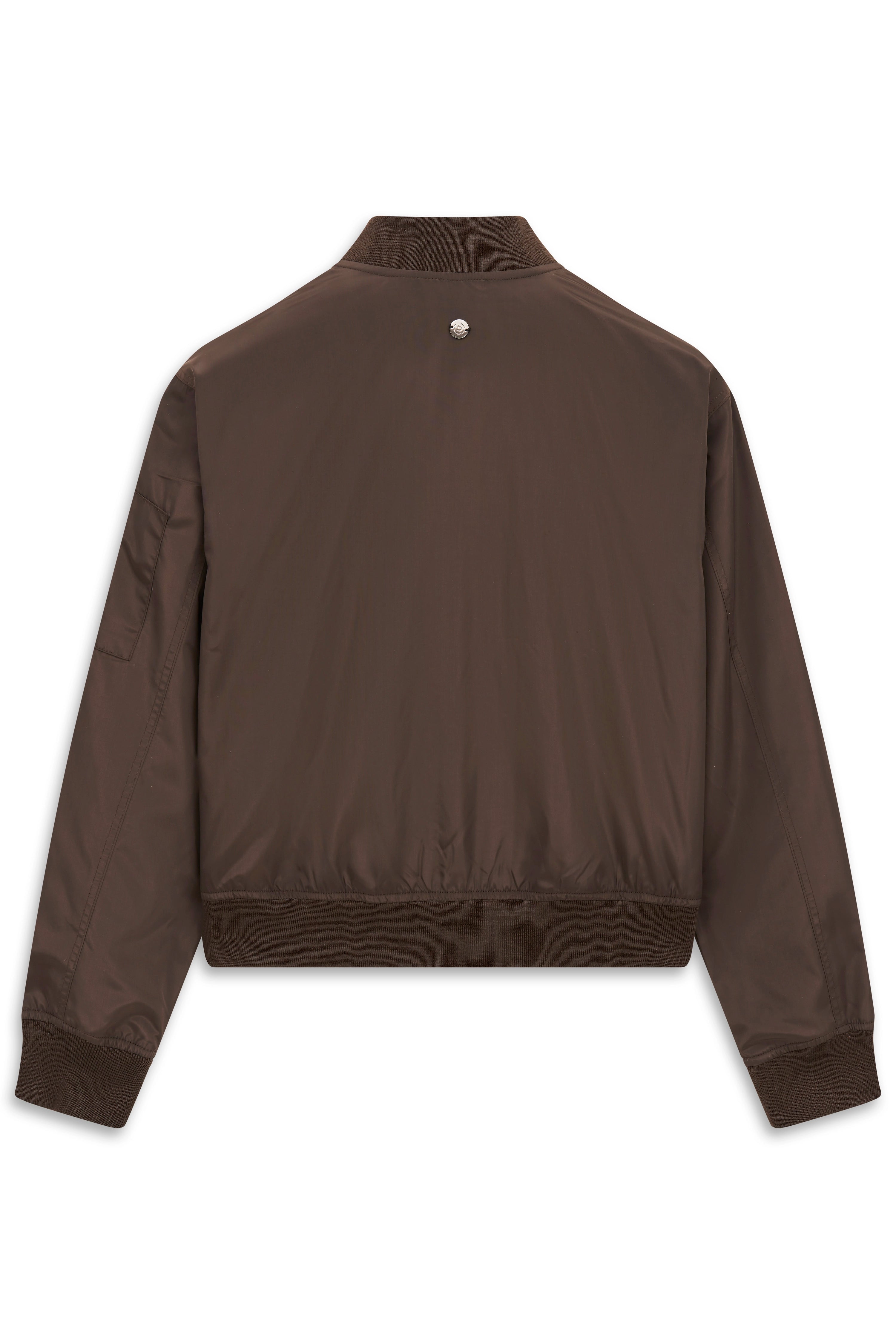 Braune bugatti Bomberjacke, Rückansicht, legeres Büstenbild, klassisches Design.