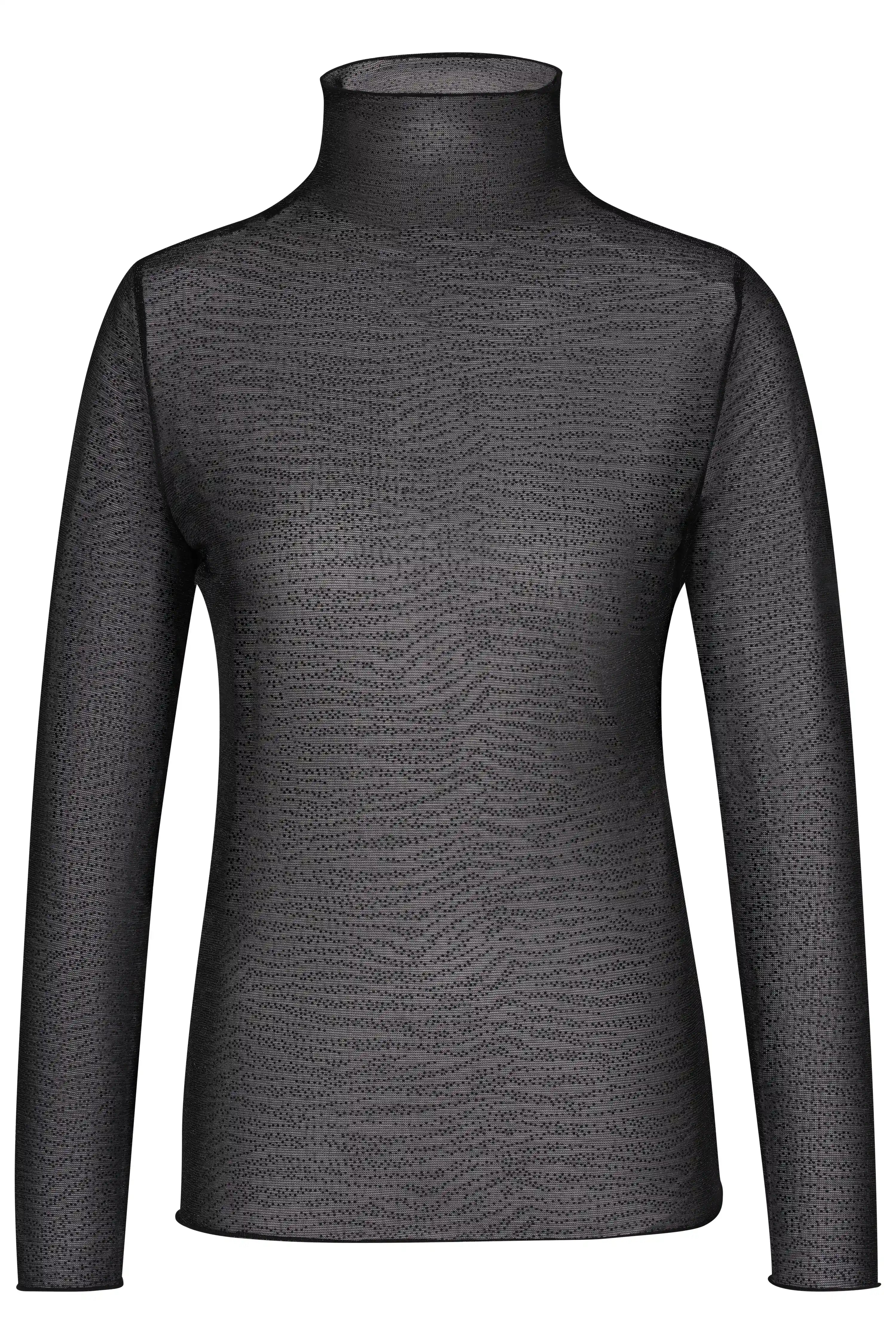 Black turtleneck sweater by bugatti, bust view, subtle pattern, timeless elegance.