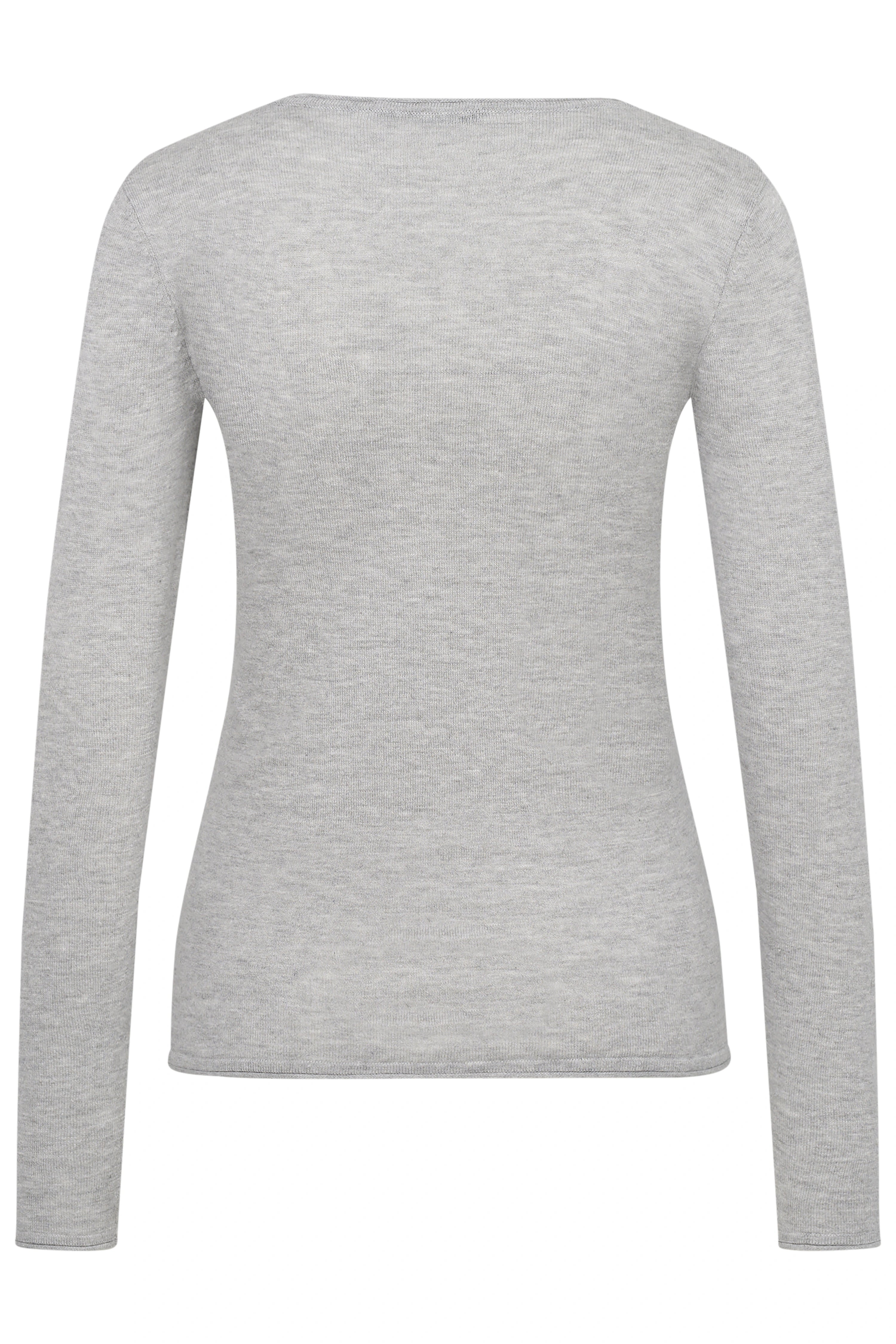 Graues bugatti Langarmshirt, schlichtes Design, Rückansicht.