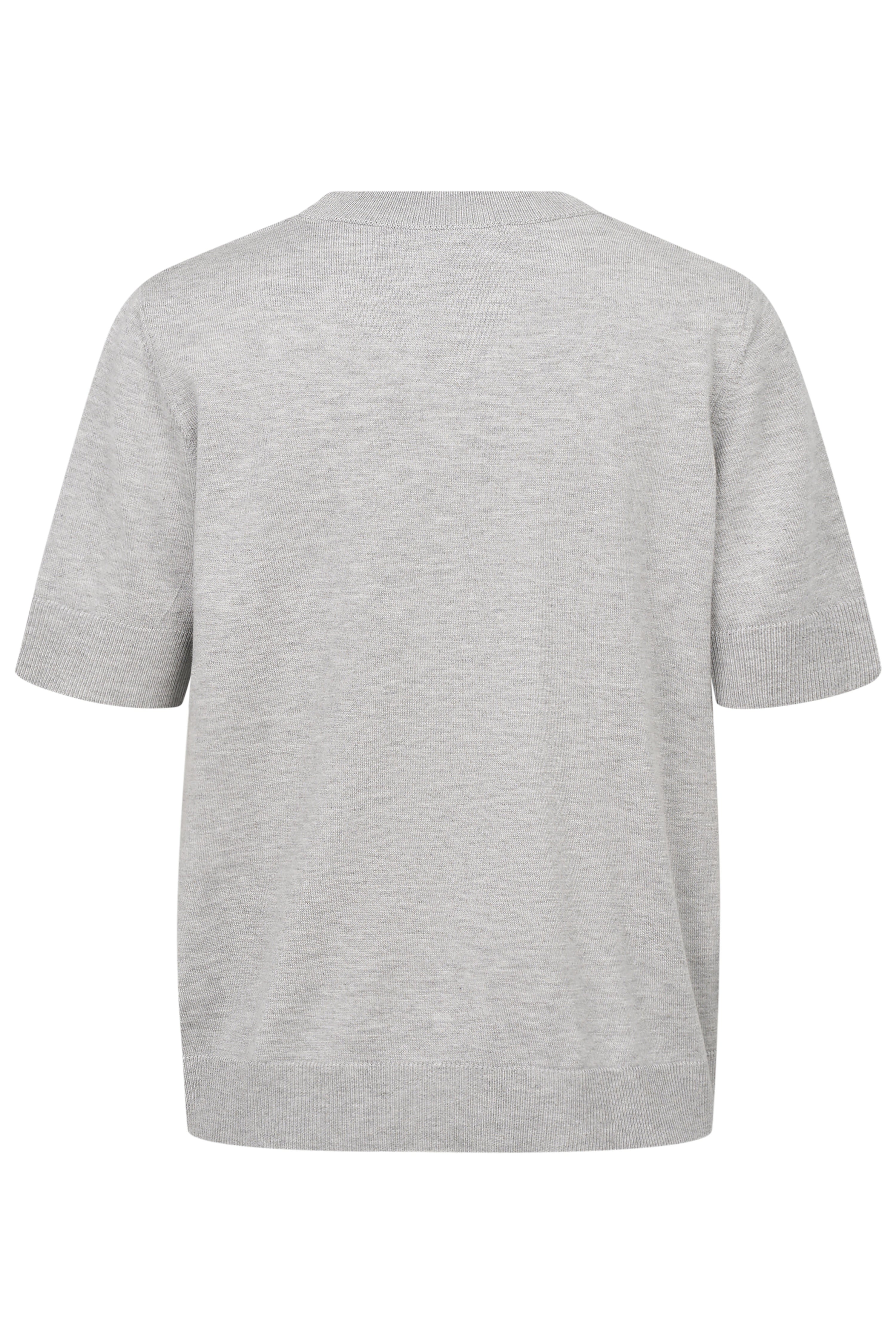 Gray knit sweater in a casual bust view, short-sleeved, by bugatti.
