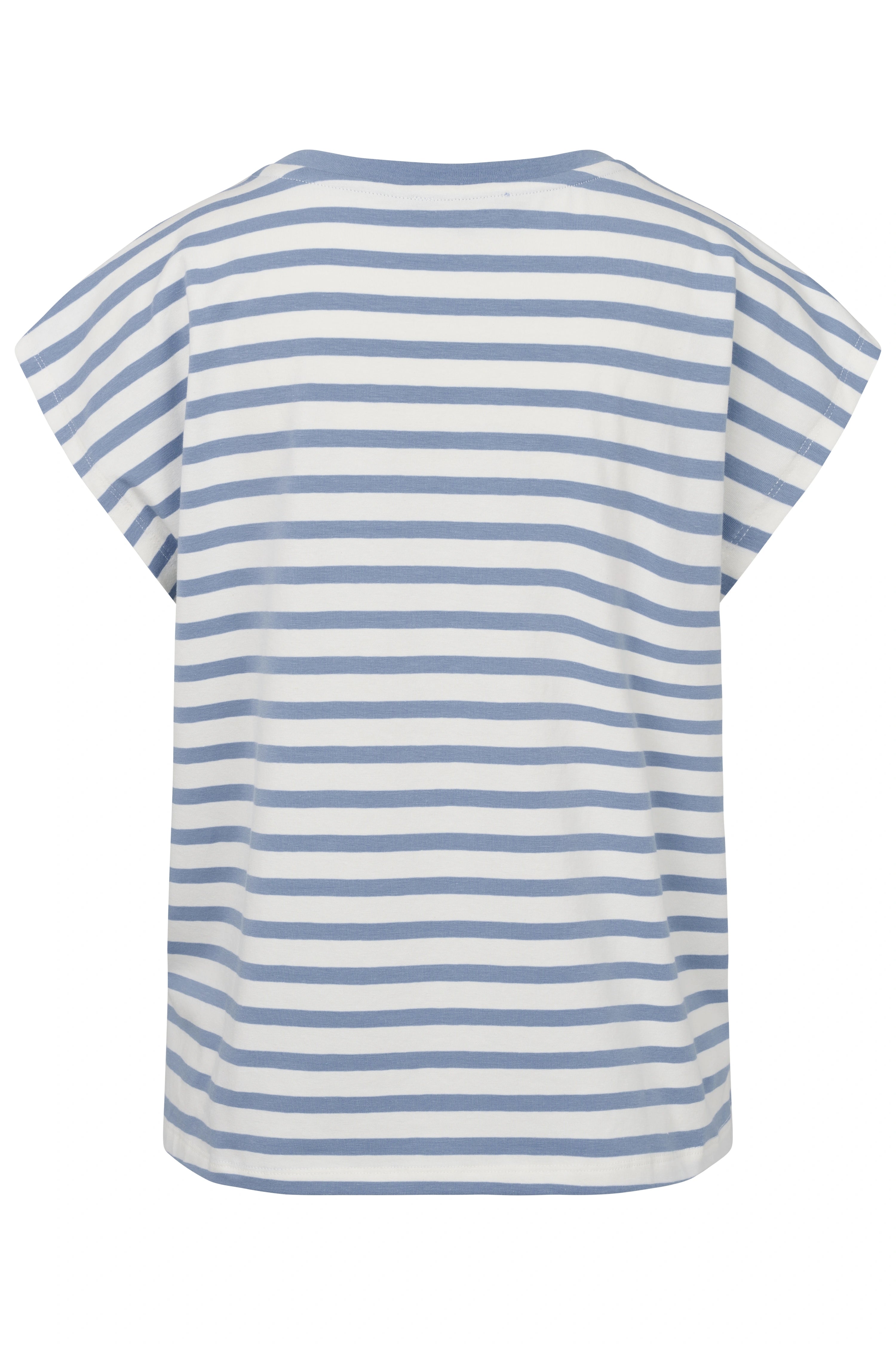 Gestreiftes bugatti T-Shirt, blau-weiß, legeres Büstenbild.