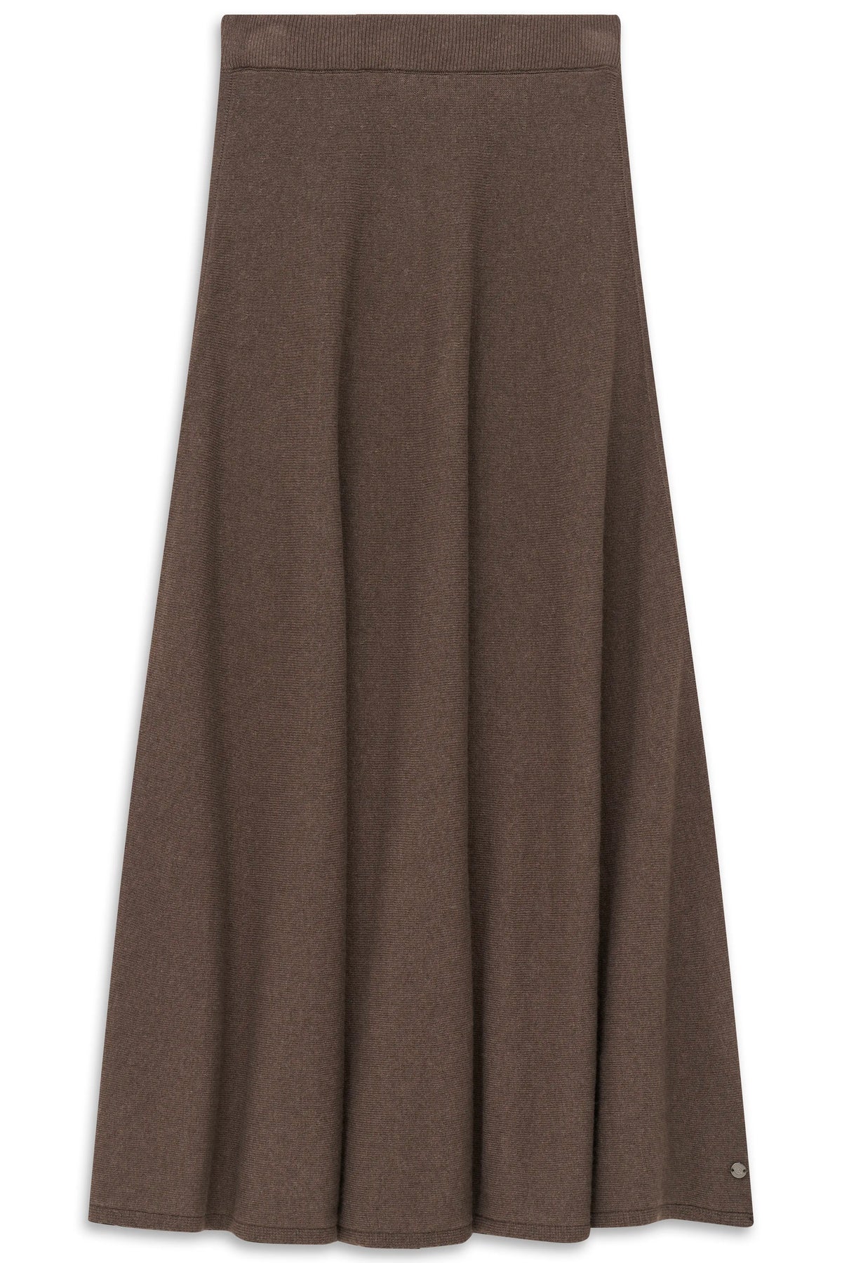 Brauner Midirock von bugatti, legeres Produktbild, aus weichem Material für zeitlose Eleganz.