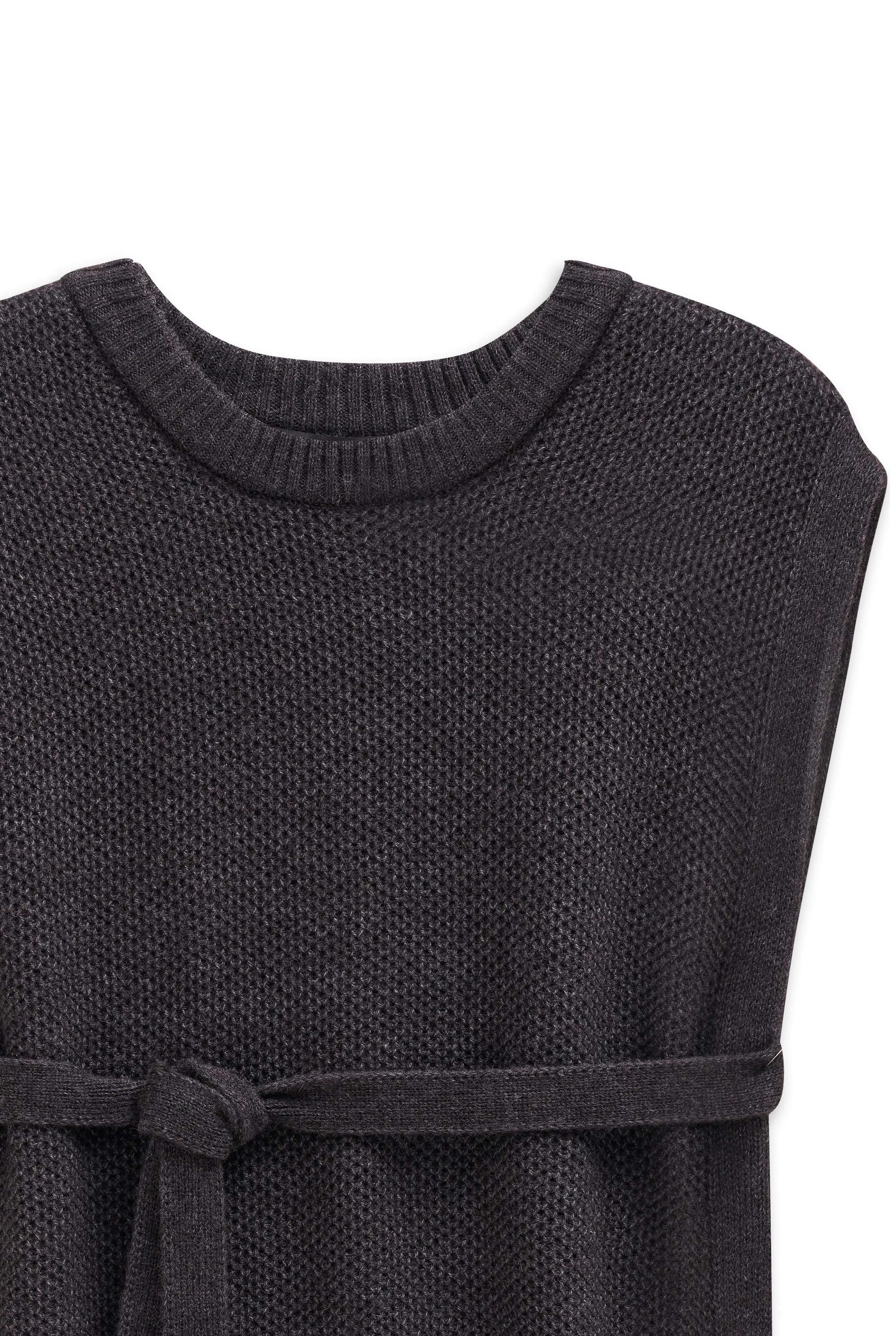 Dunkelgrauer Strickpullover von bugatti, Büstenbild, mit Gürtel, ideal für stilvolle, entspannte Looks.
