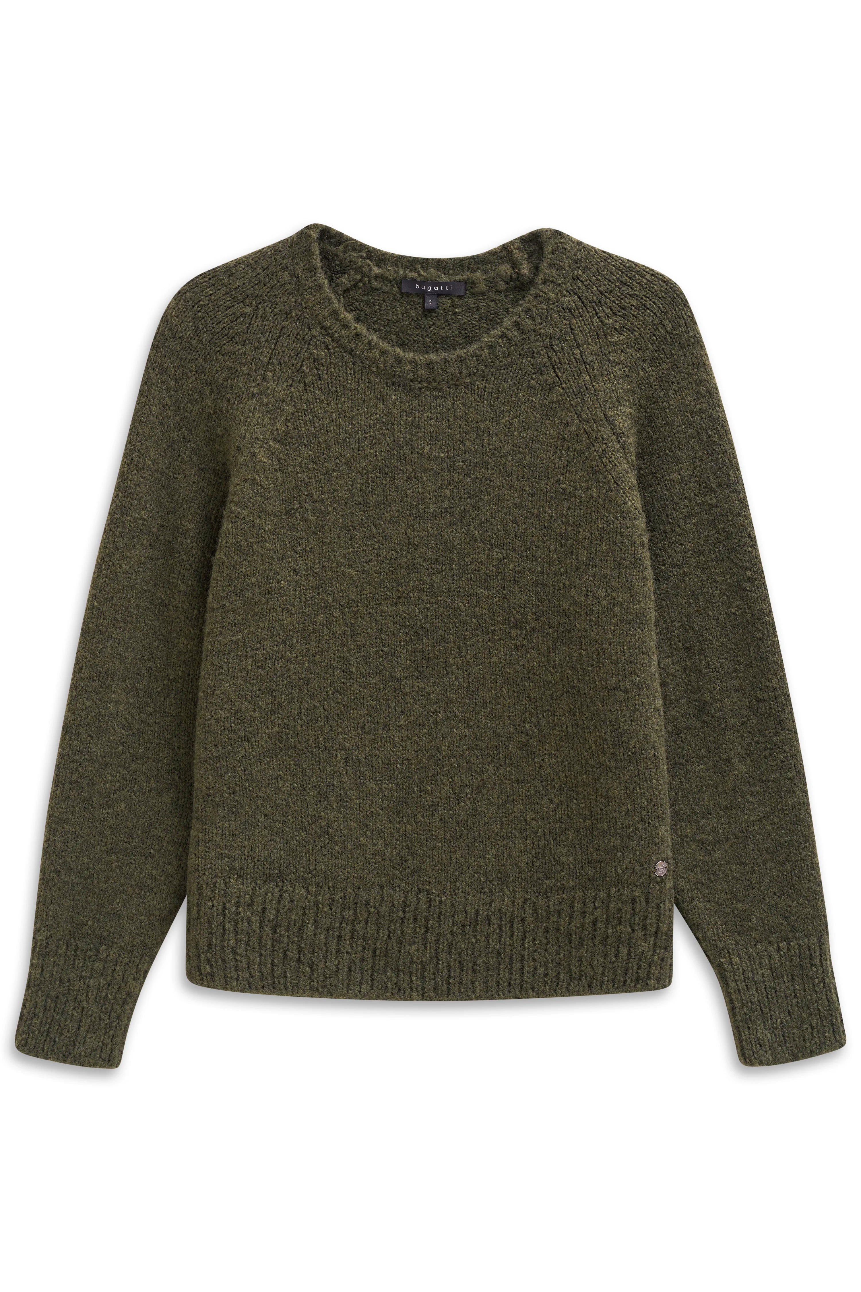 Grüner bugatti Pullover, legeres Büstenbild, klassisches Design.