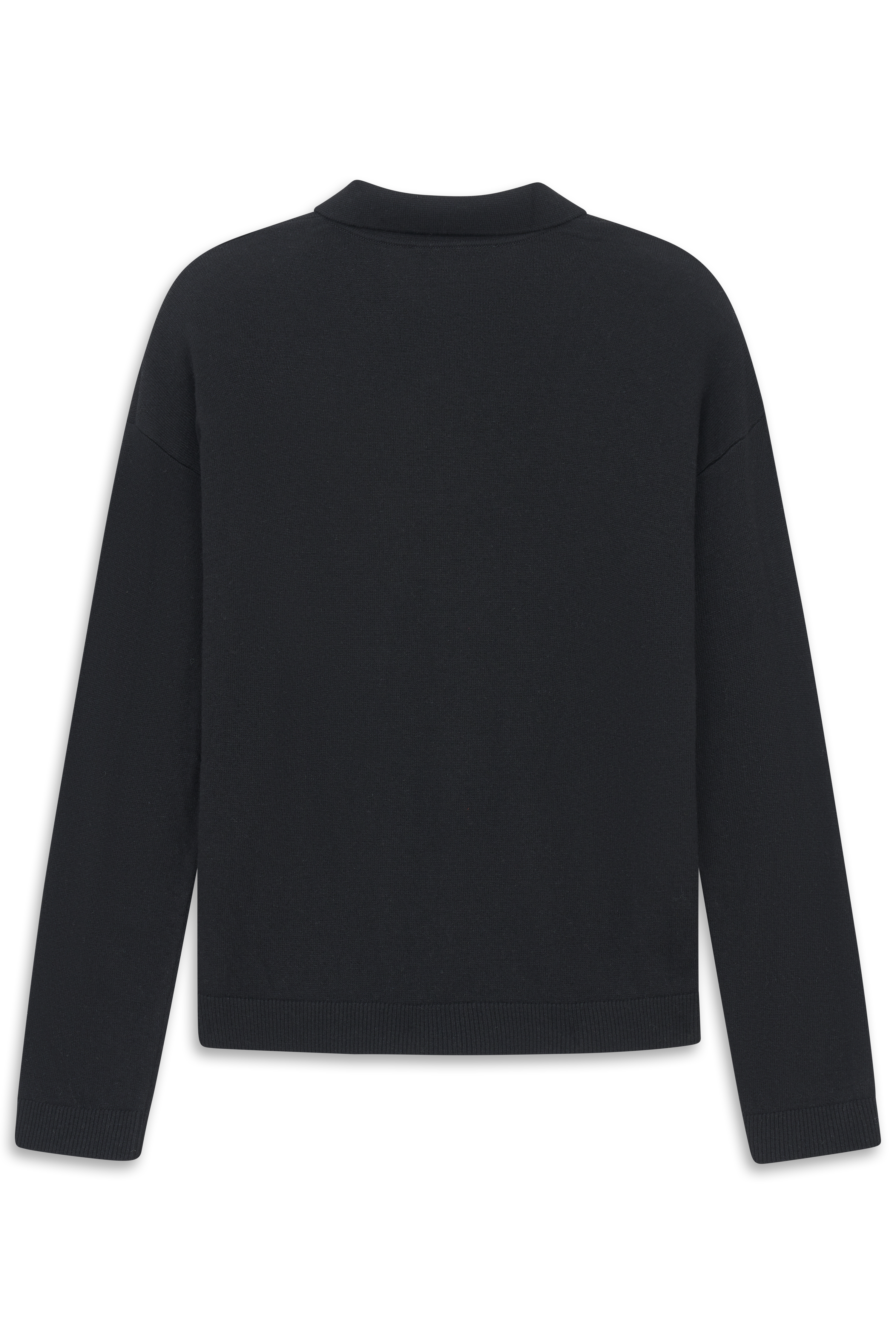 Schwarzer bugatti Pullover, Rückenansicht, legeres Design, hochwertig verarbeitet.
