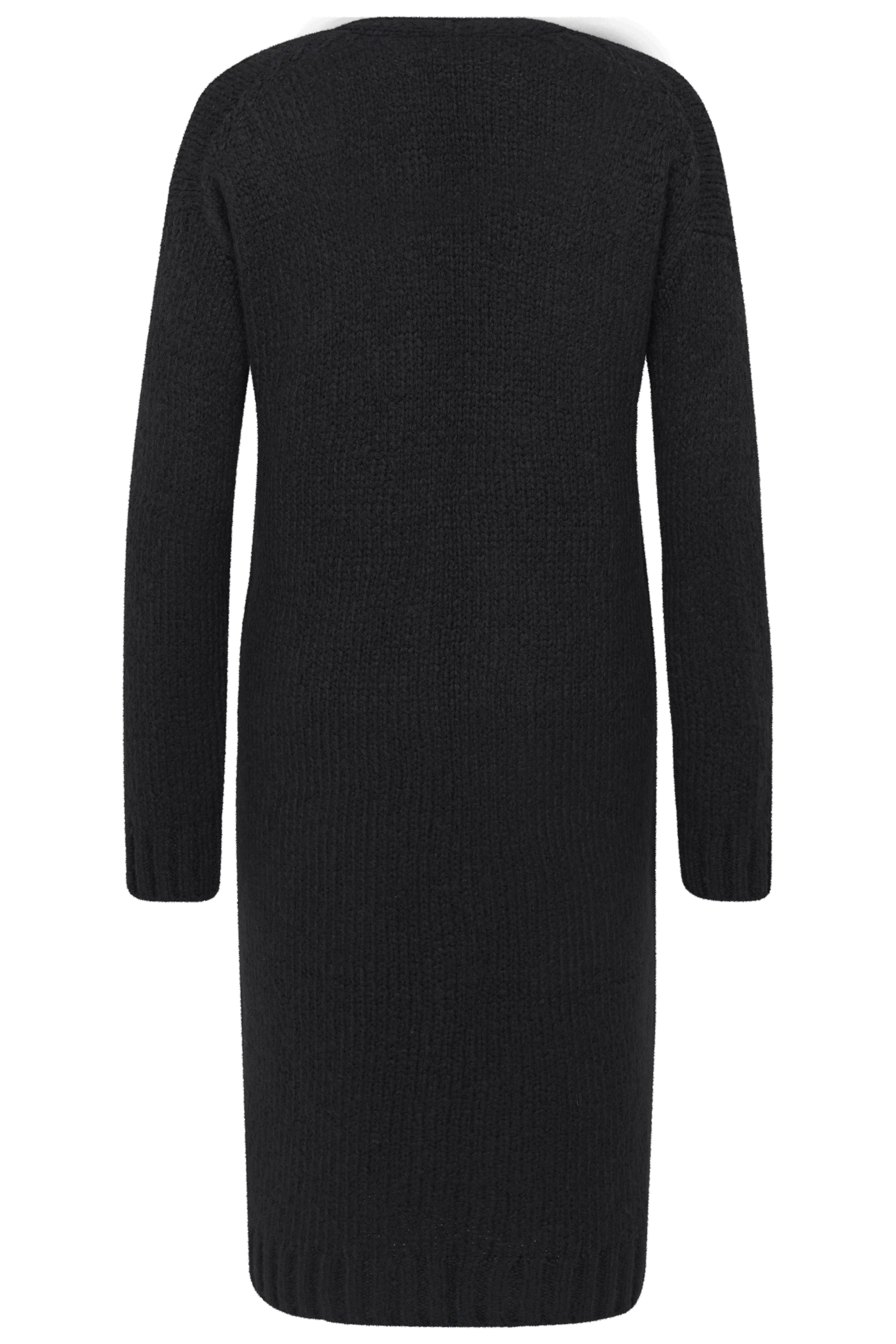 Schwarzes bugatti Strickkleid in Rückenansicht, Kleidungsstück mit langen Ärmeln.