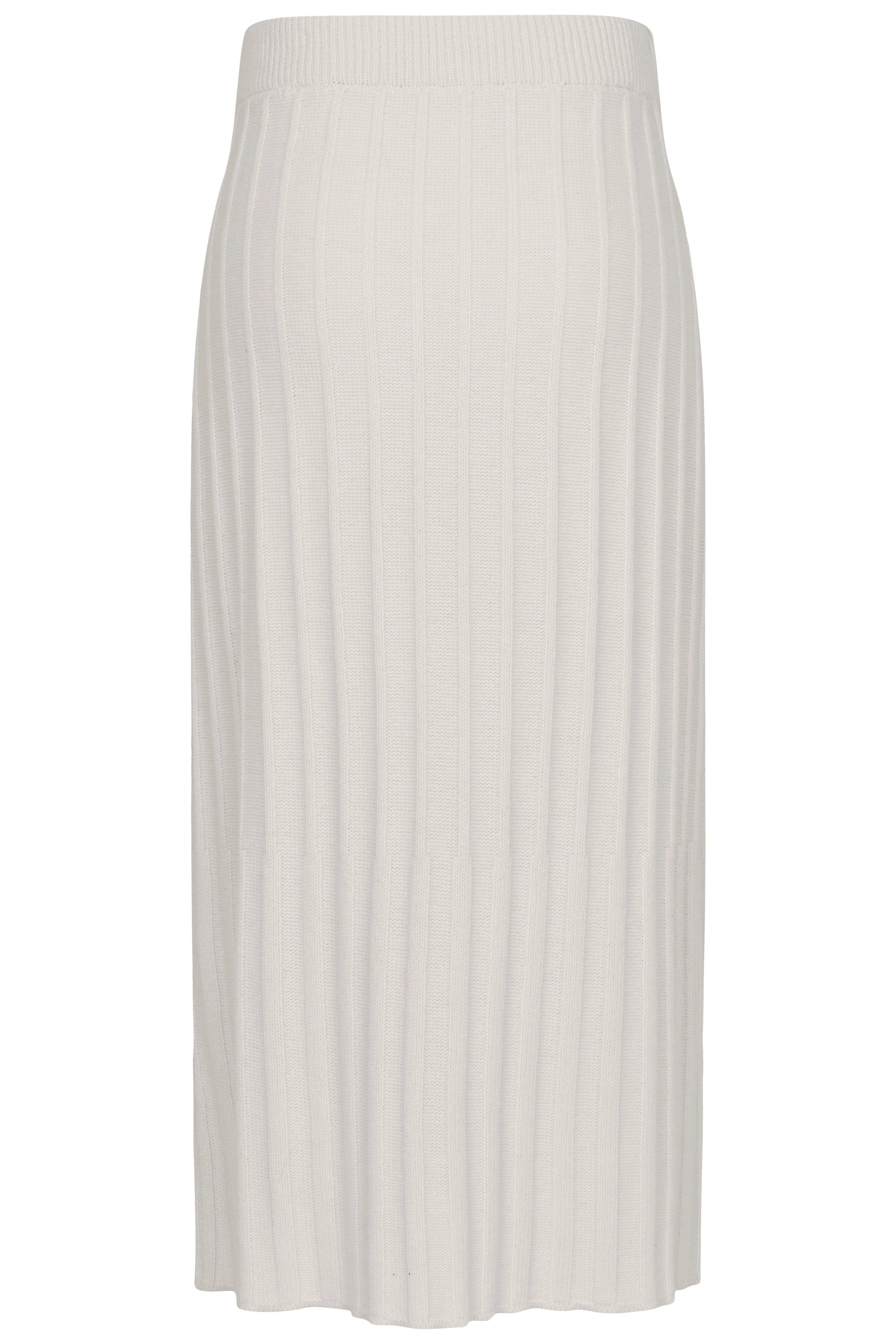 Rippstrickrock in Cremeweiß, Büstenbild, minimalistisches Design von bugatti.