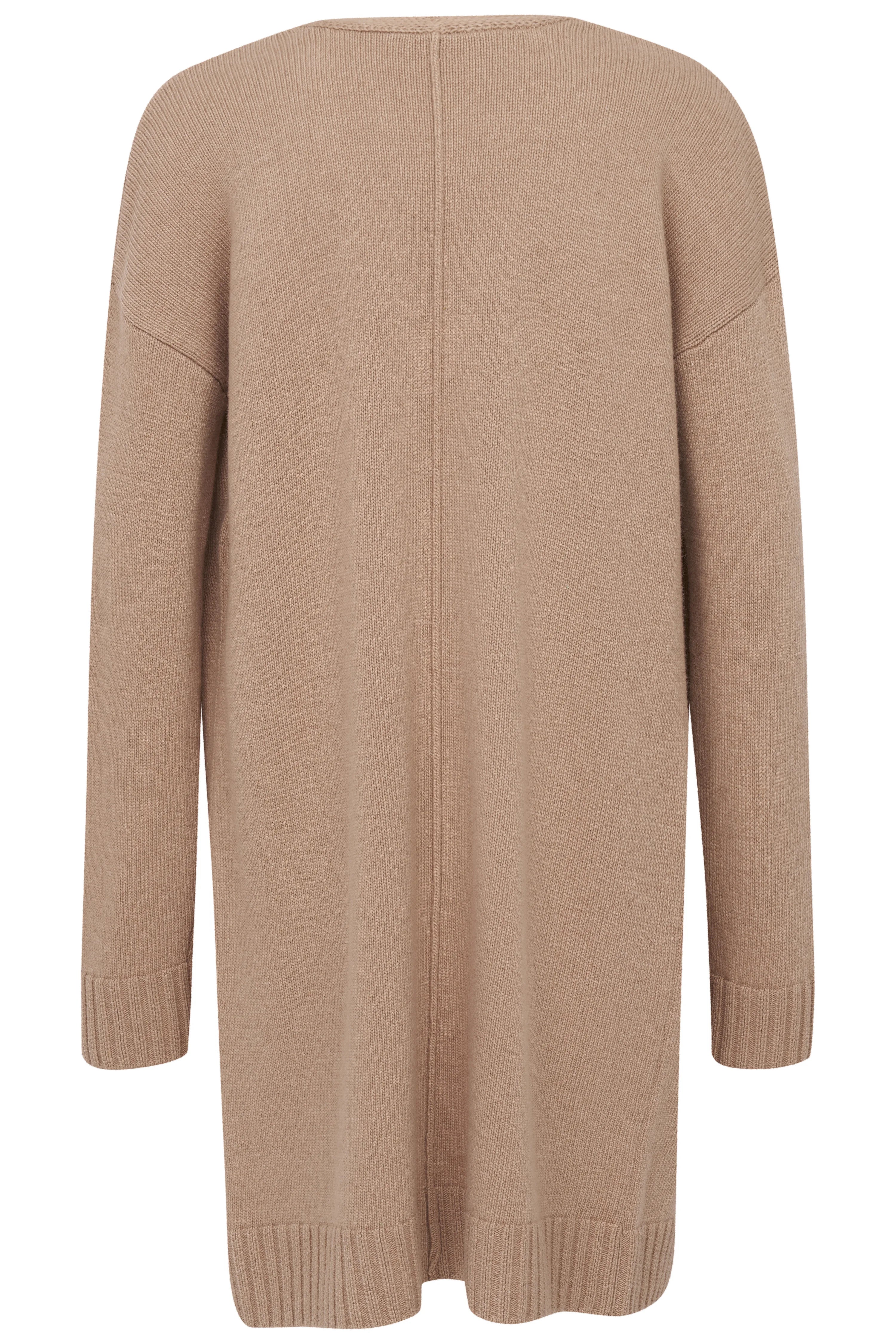 Beige knit cardigan by bugatti, back view, casual style.