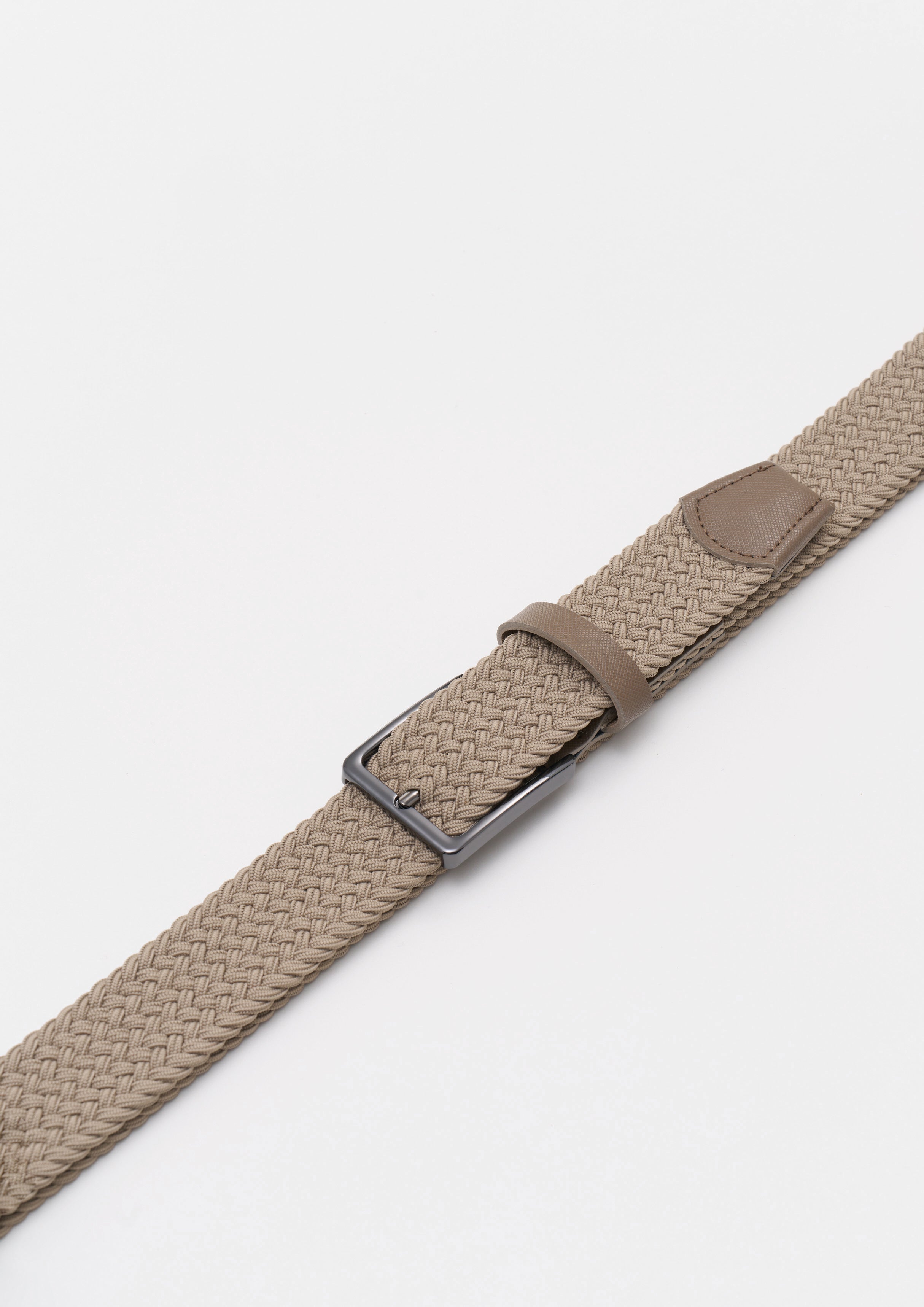 Gürtel aus elastischem Flechtmaterial in beige