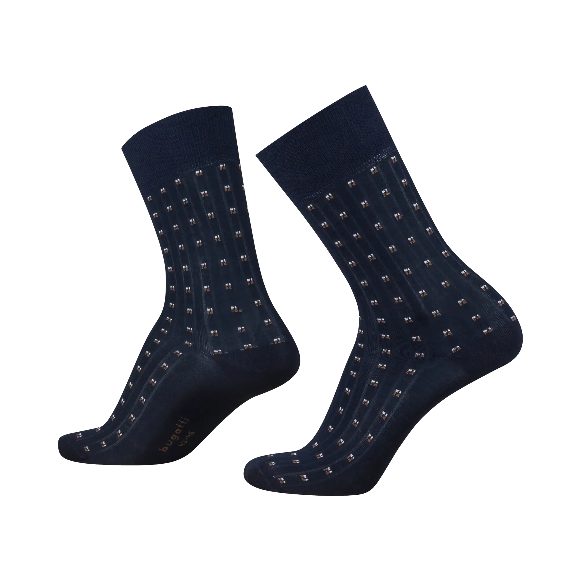 Business-Socken im 2er Set mit dezentem Muster und Komfortbund in marine - Ansicht: Büste Front