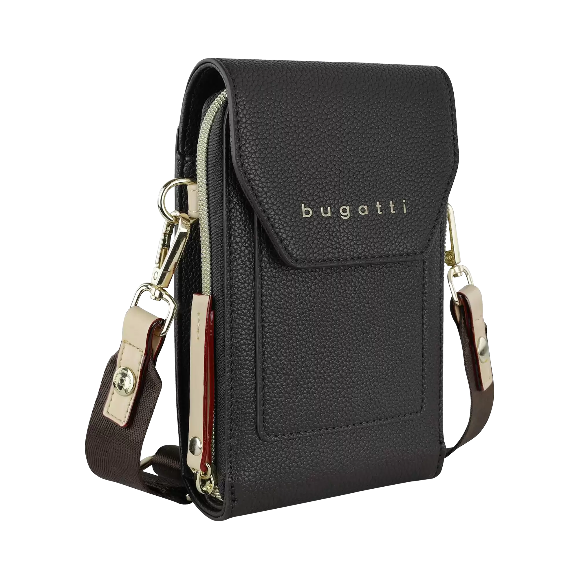 Crossover purse with a front pocket in brown - View: Bust front