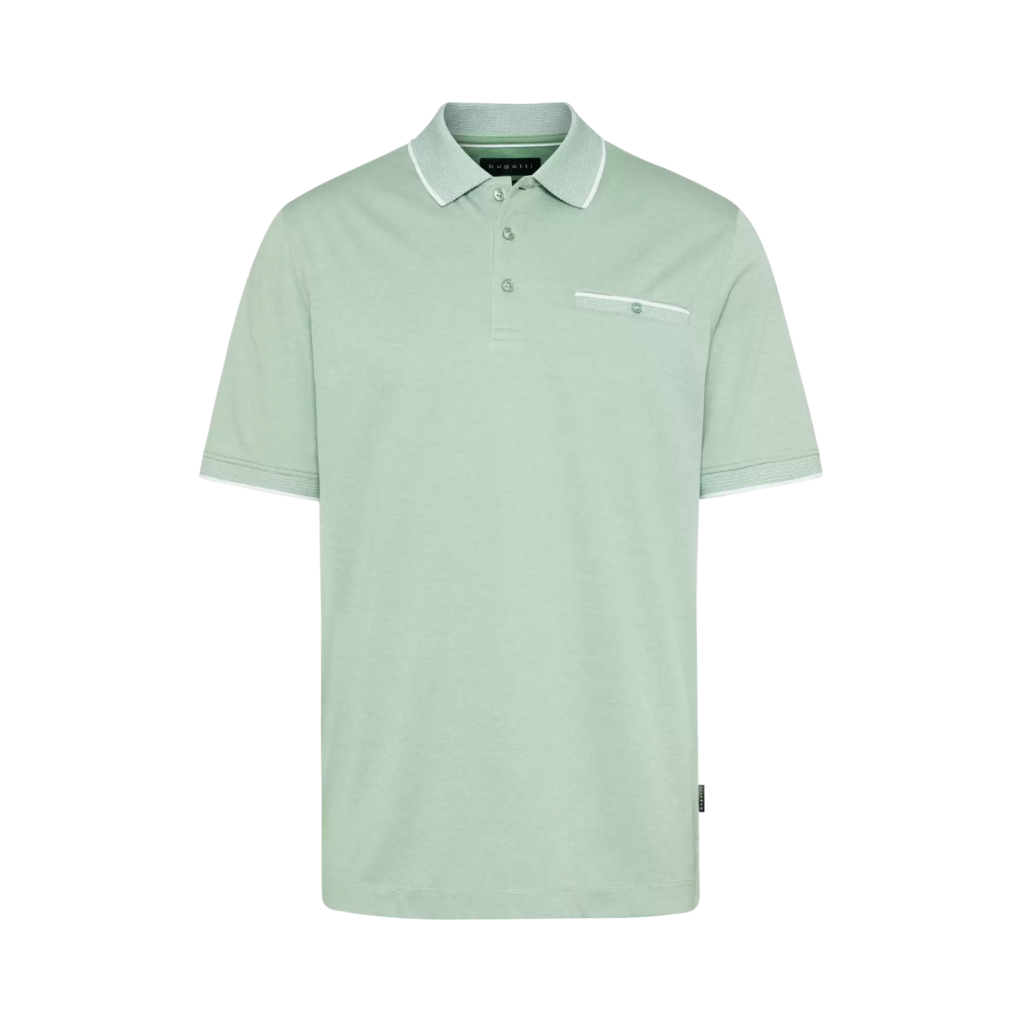 Polo shirt with contrasting stripes in mint - View: Bust front