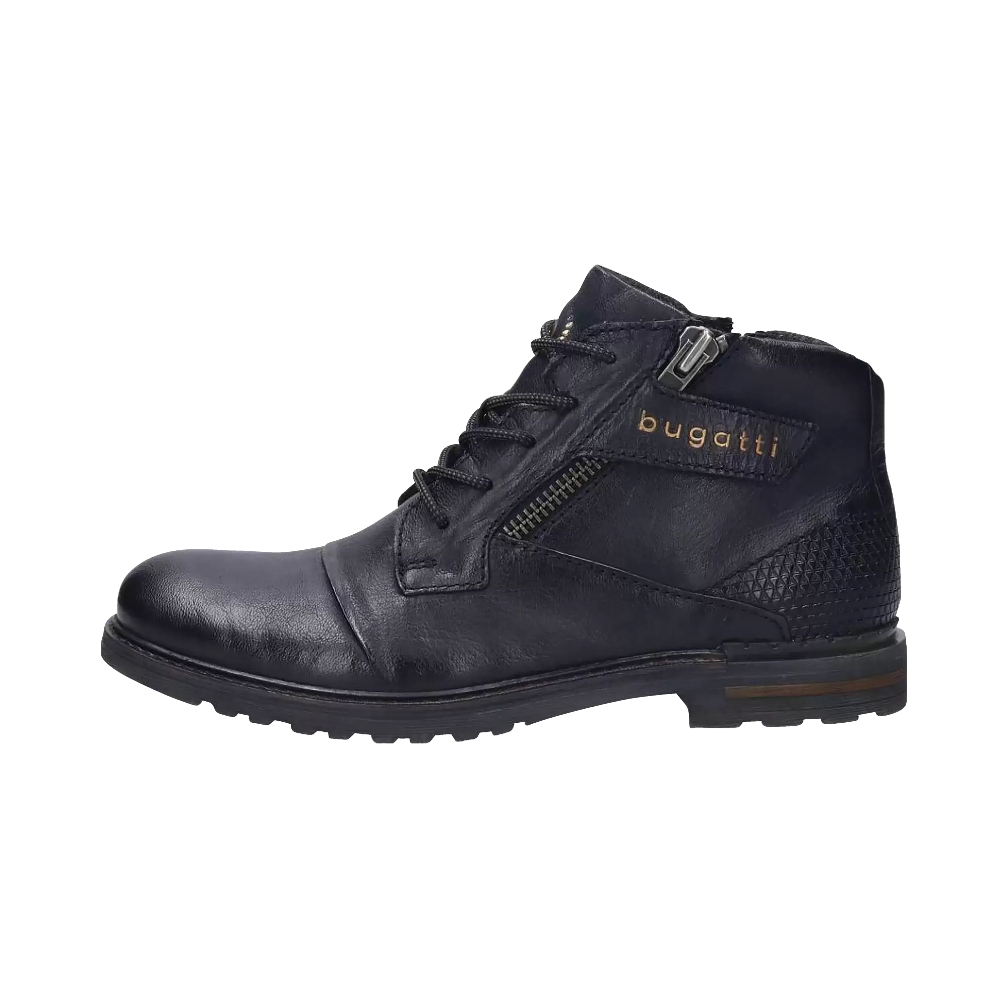 Lace-up boots with discreet bugatti lettering in black - View: Bust front