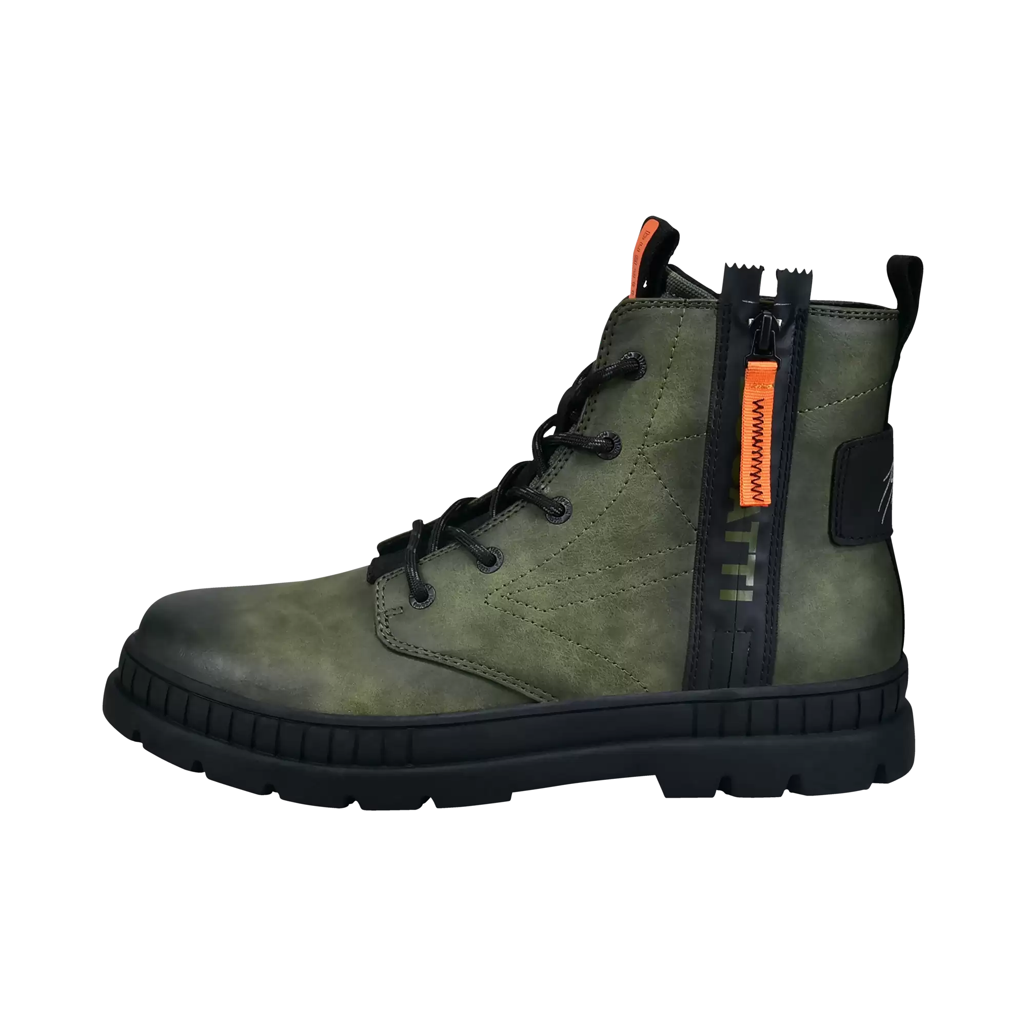 Boots im modernen Look in flaschengrün - Ansicht: Büste Front