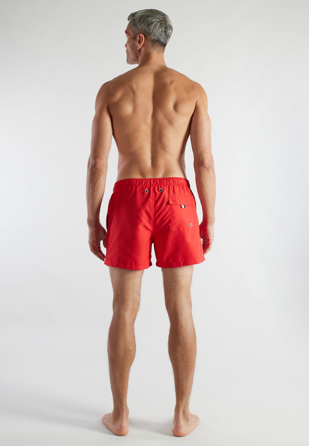 Kurze Badeshorts mit Kontrast-Kordelzug in rot