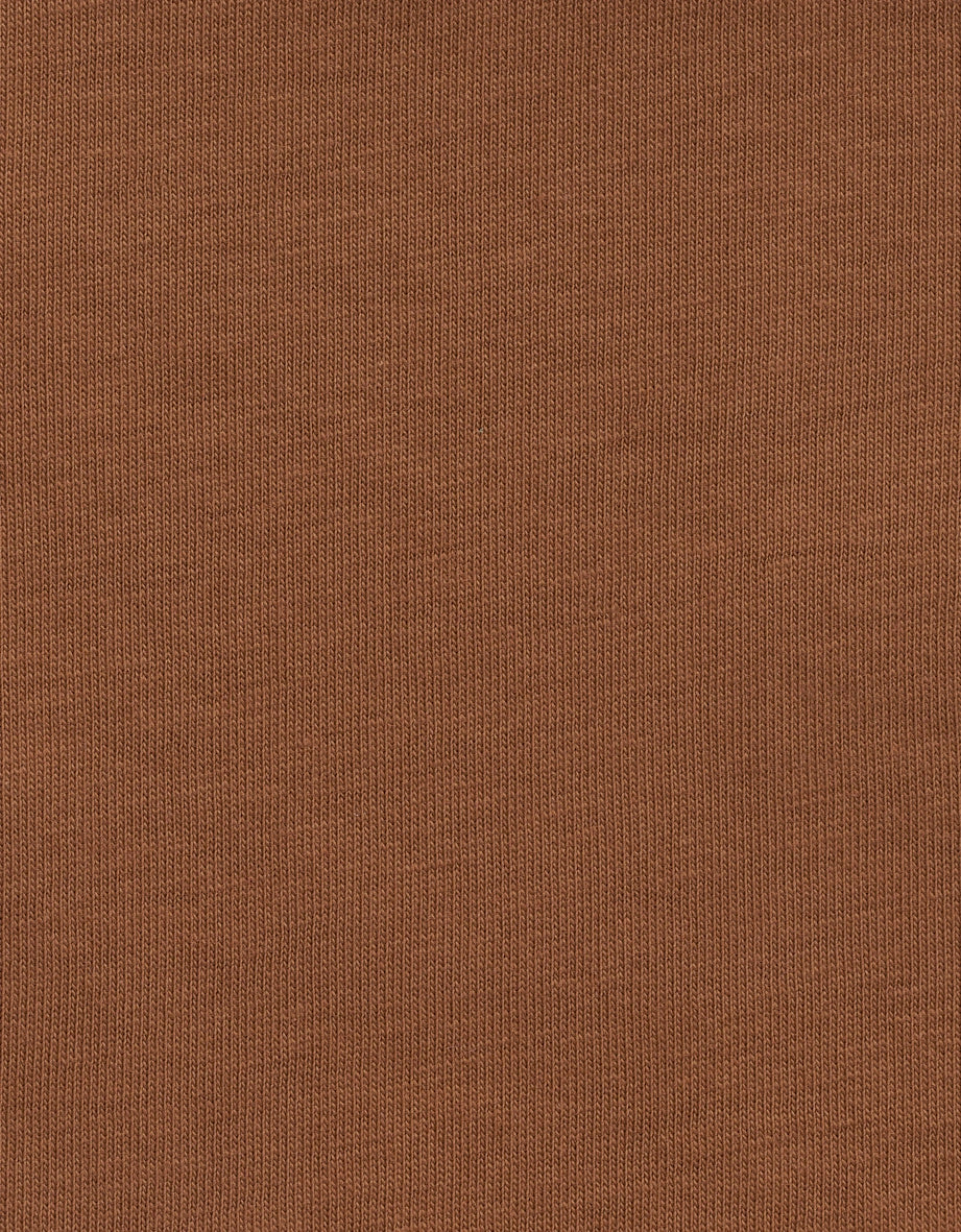 Brauner Strickstoff von bugatti, Detailaufnahme, texturiert.