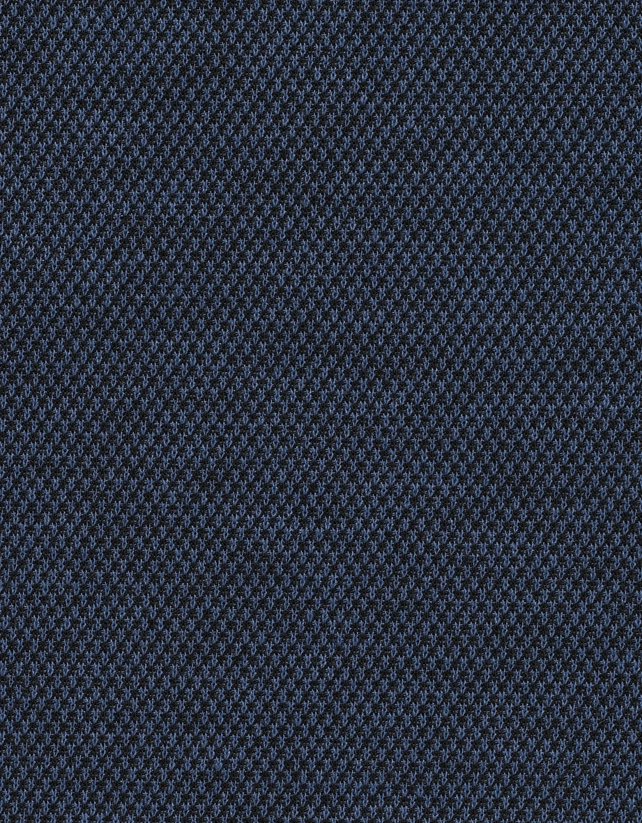 Dunkelblauer Stoff mit feinem Muster von bugatti, Detailaufnahme.