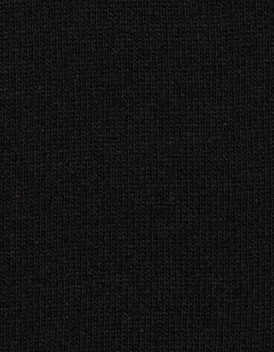 Schwarzer Strickstoff, Nahaufnahme, Texturdetail.