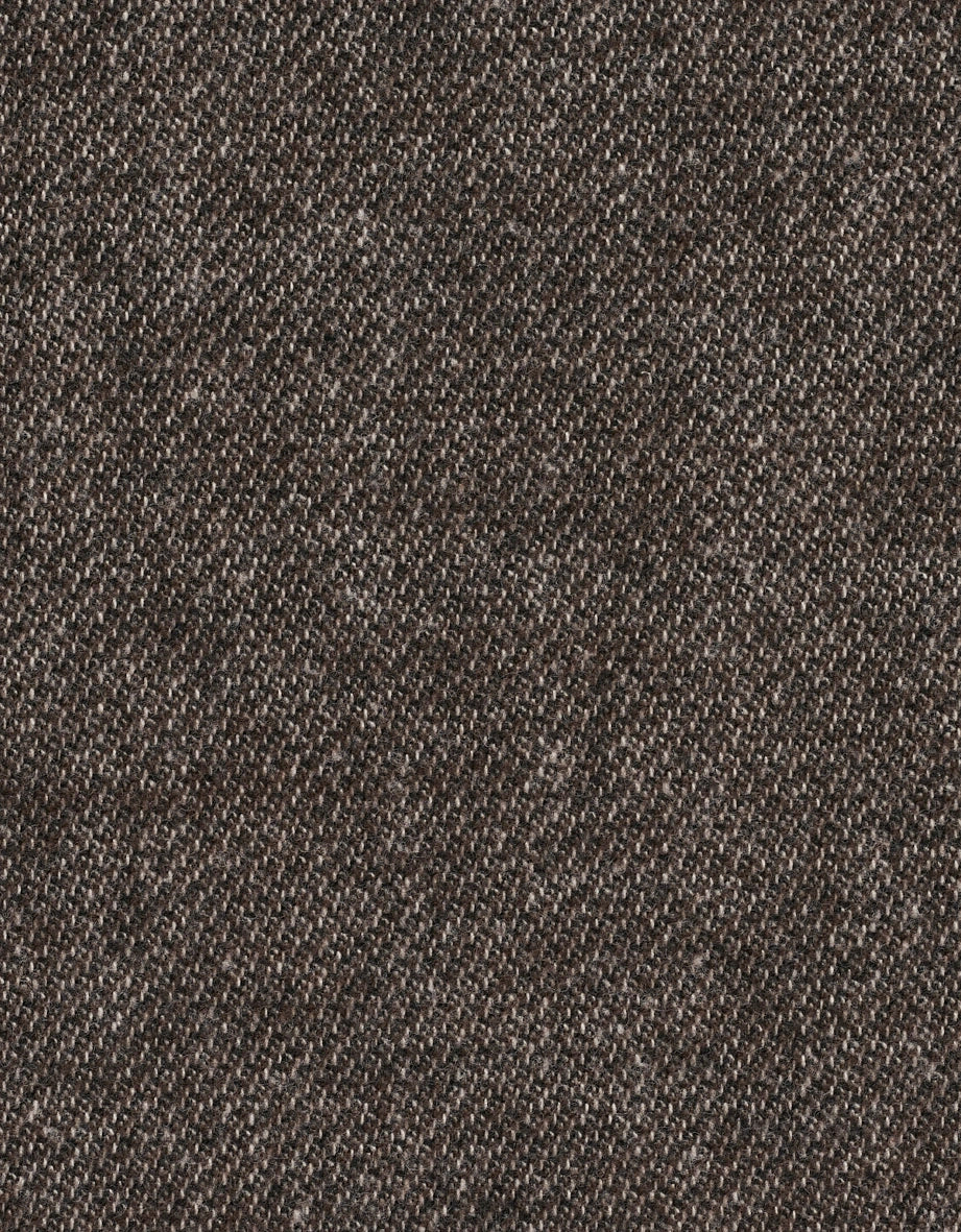 Brauner Tweed-Stoff mit feiner Musterung, zeigt die Qualität und den Stil von bugatti.