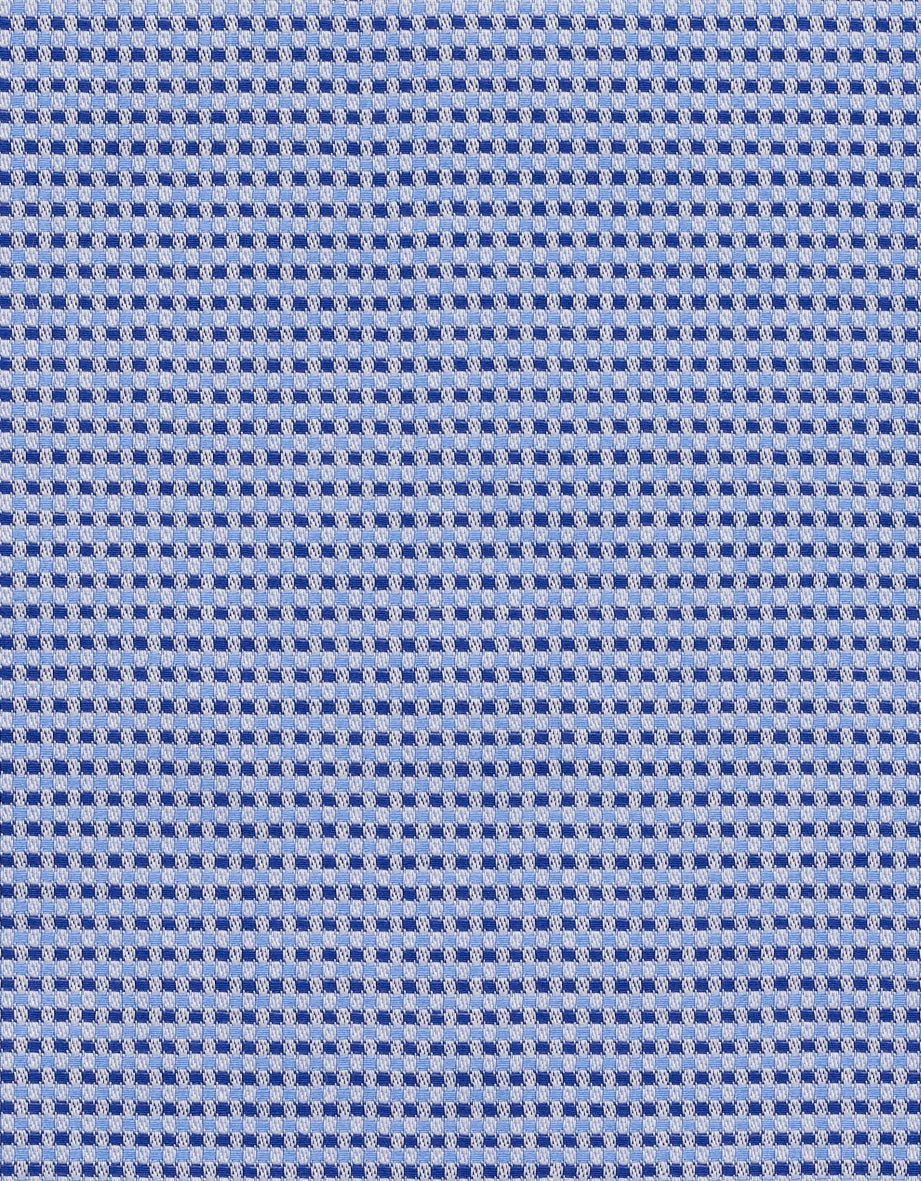 Blau-weiß gemustertes Textil, geometrisches Design.