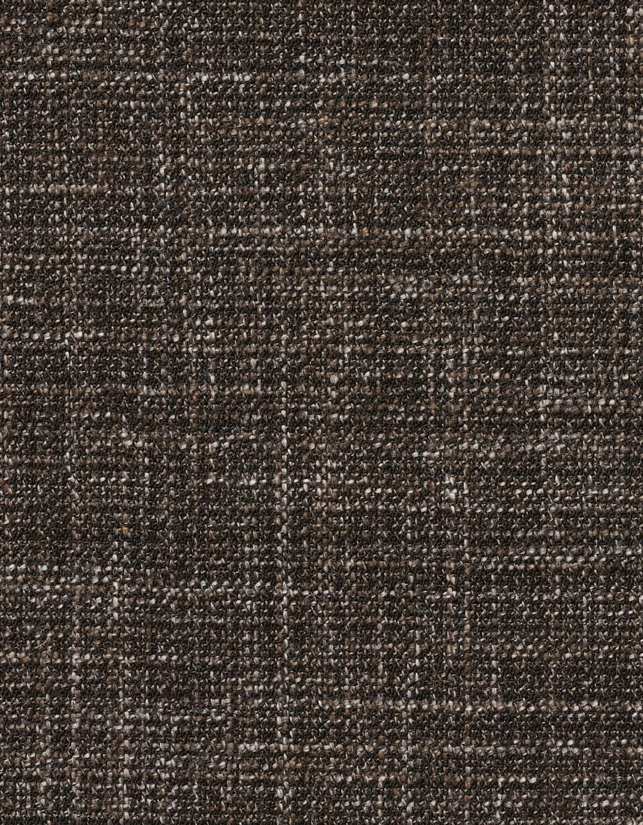 Brauner Tweedstoff mit dezentem Karo-Muster, ideal für bugatti Anzüge und Jacken.