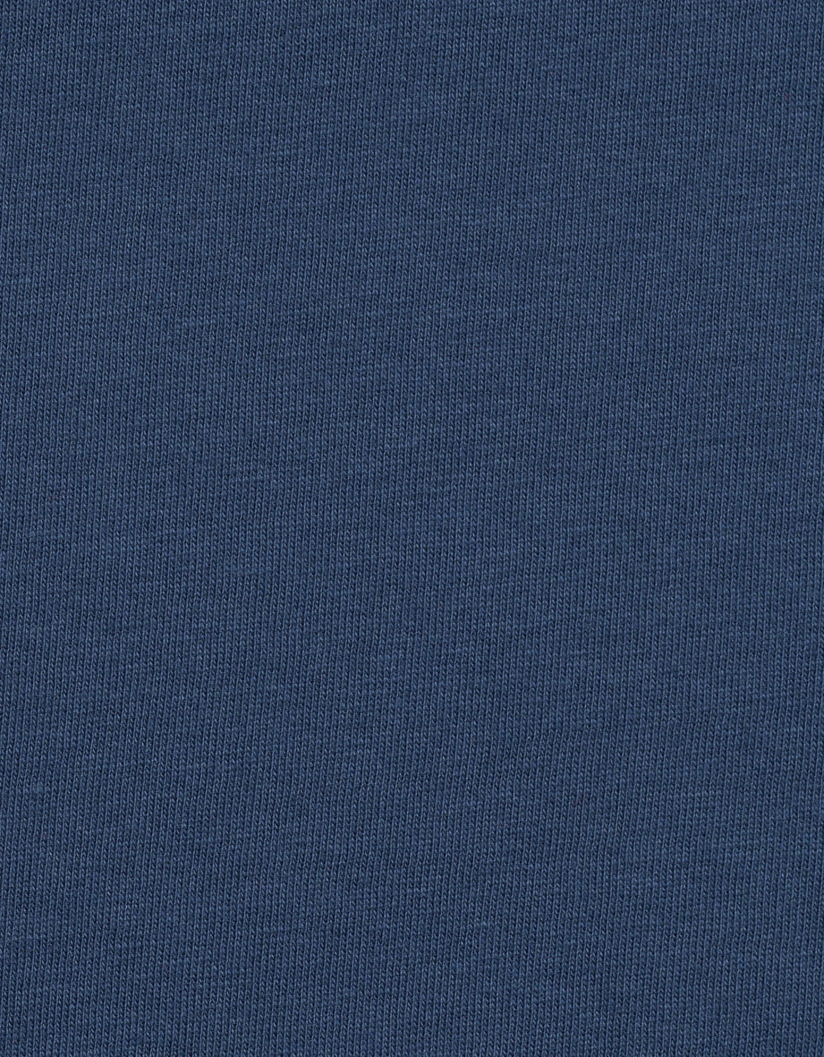 Blauer Strickstoff, Nahaufnahme, Texturdetail.