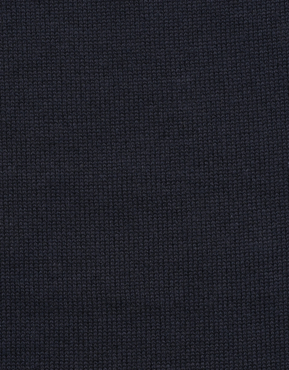 Dunkelblauer Strickstoff von bugatti, Texturdetail.