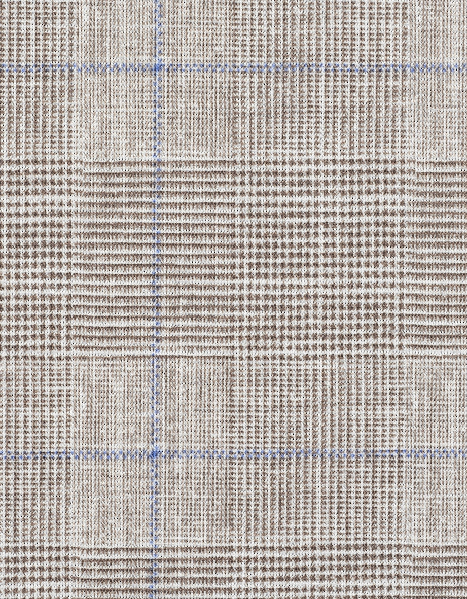 Geruit patroon in beige en blauw van bugatti, detailweergave.