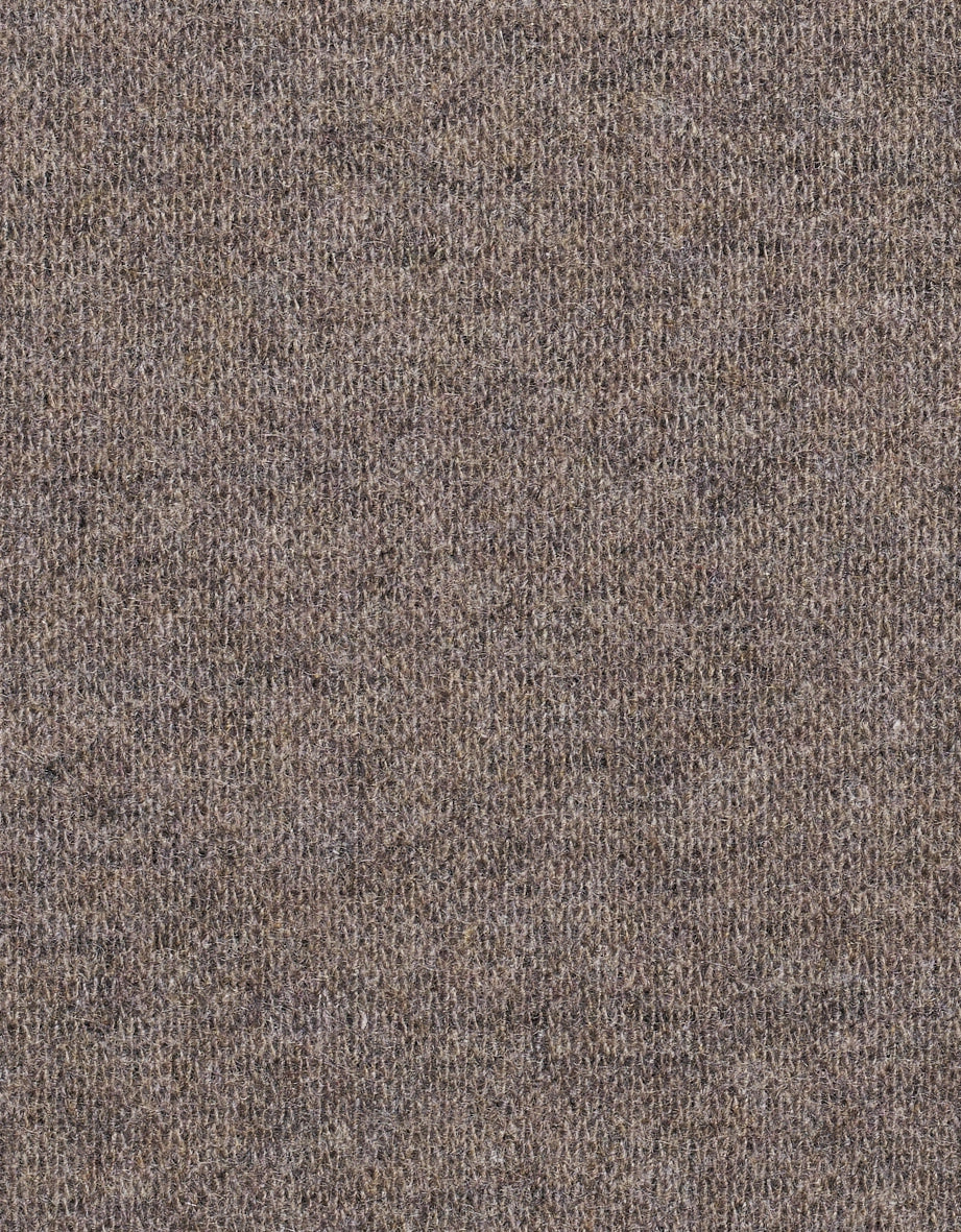 Strickstoff in Braunmelange, Nahaufnahme, Texturdetail.
