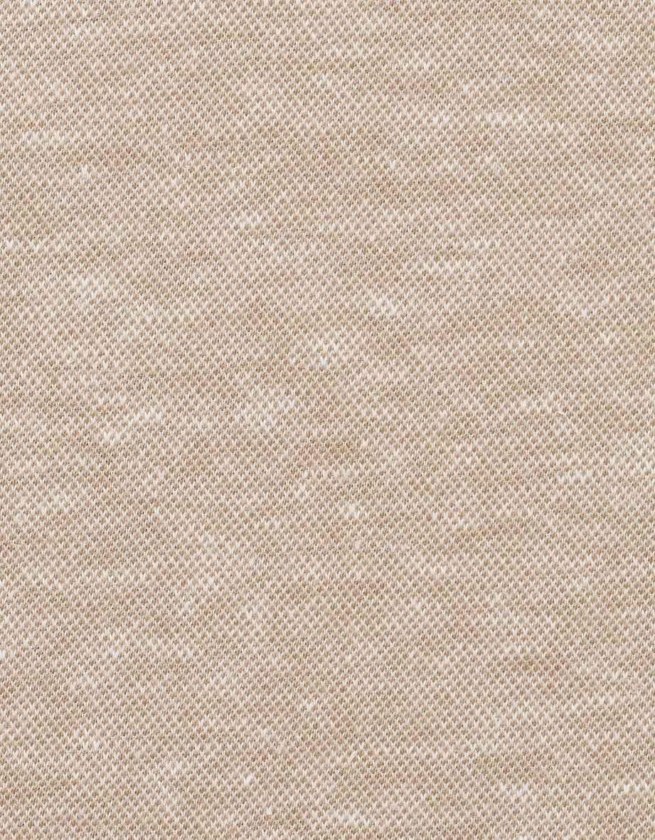Beige marled fabric close-up, bugatti texture, perfect for stylish and relaxed outfits.