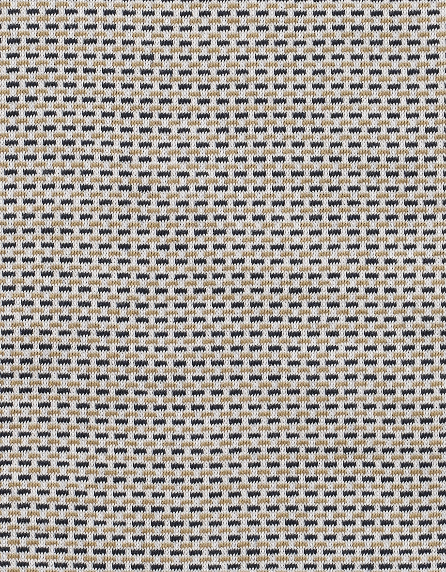 Patterned textile design in beige and black with small rectangles by bugatti.