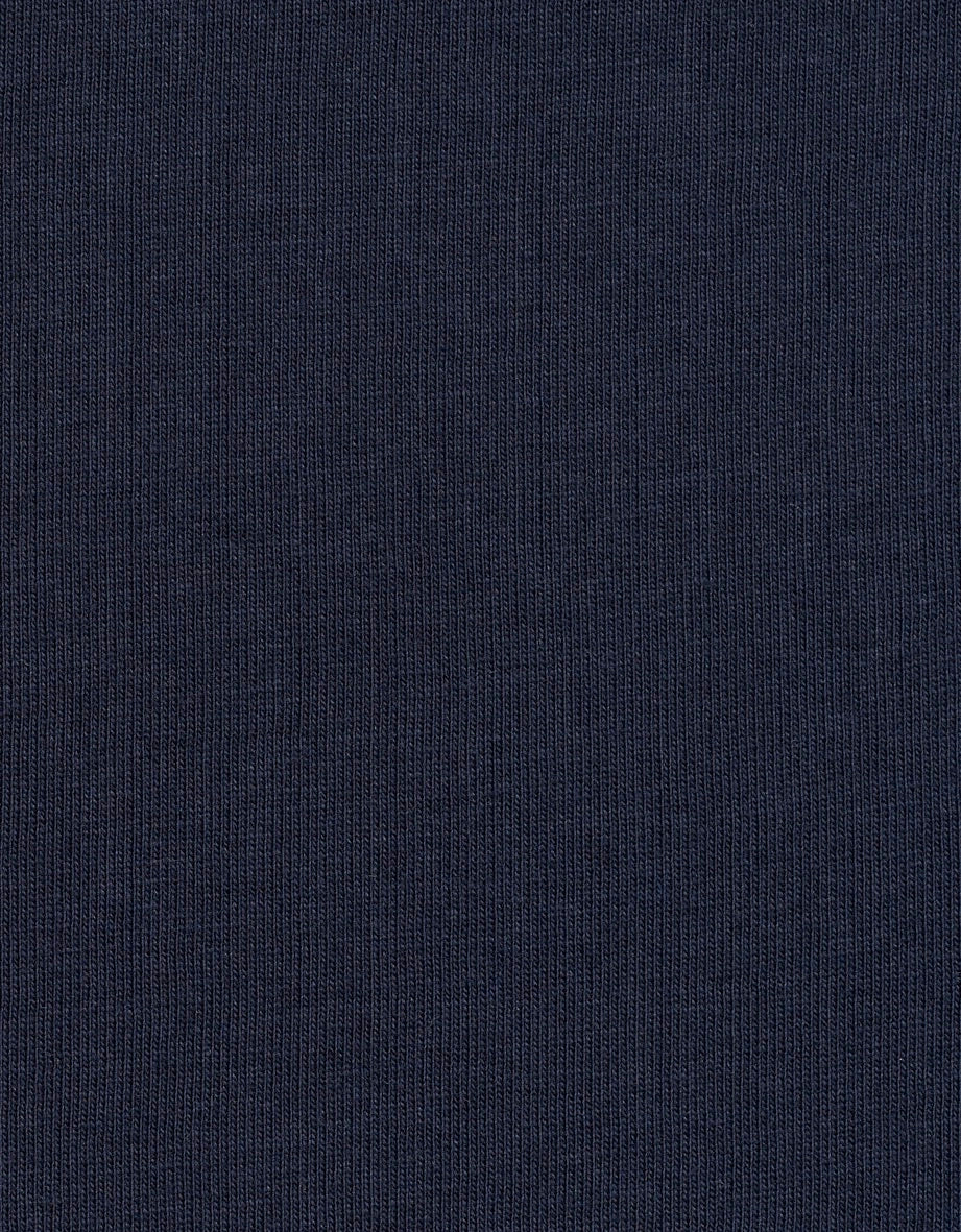 Dunkelblauer Stoff mit feiner Rippstruktur, Detailaufnahme.