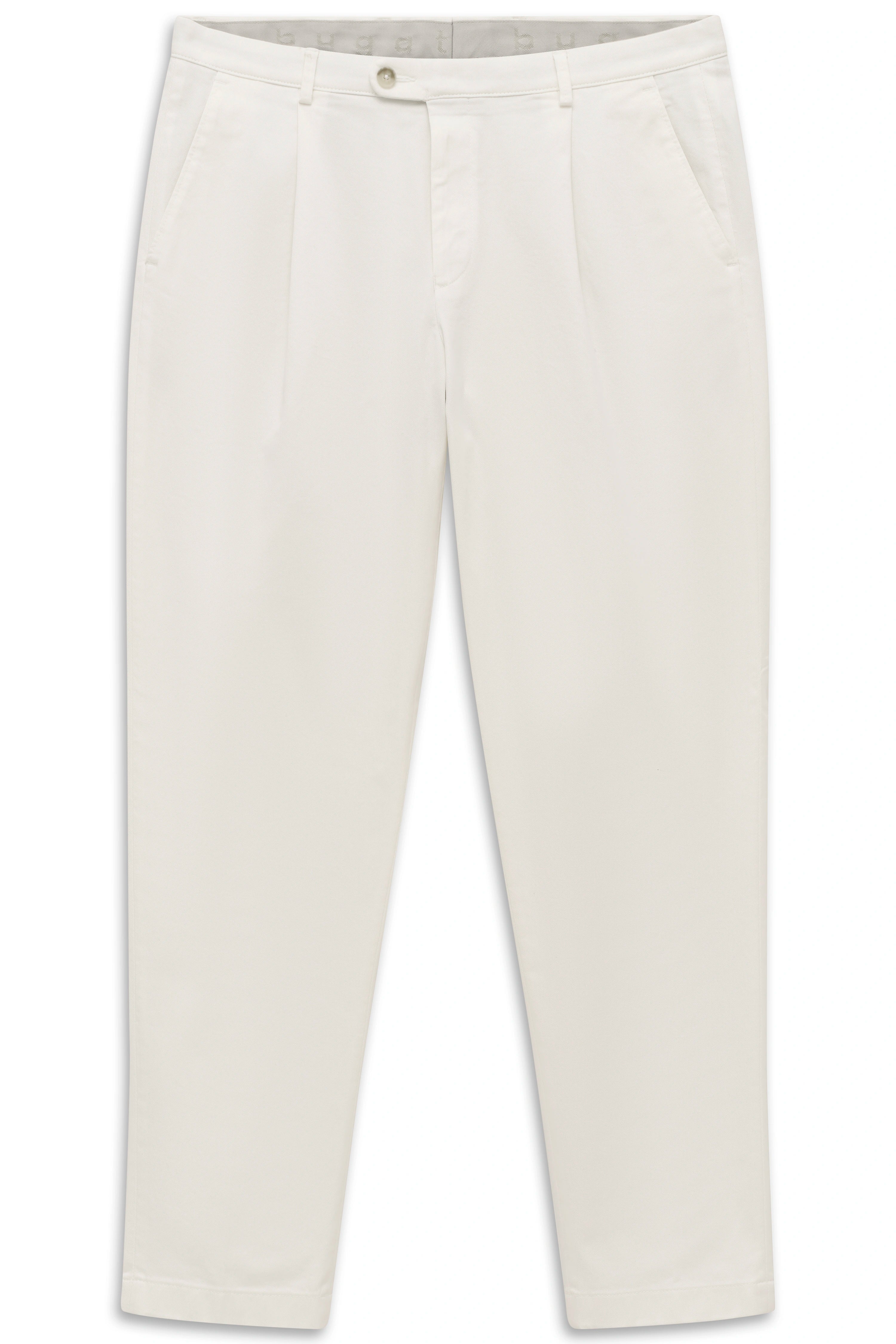 Weiße bugatti Hose in legerem Stil, elegantes Design, Büstenbild.