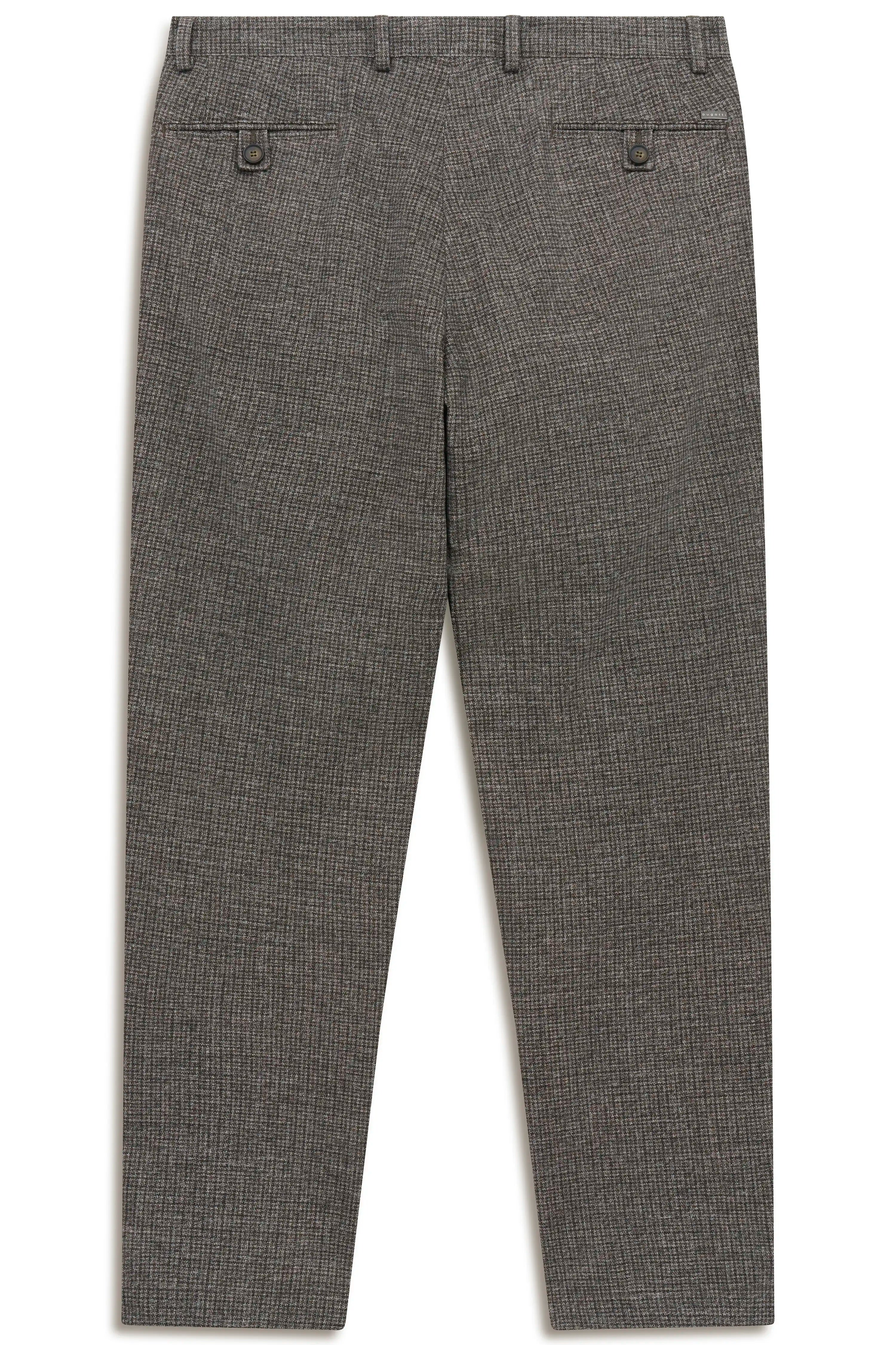 Graue Karohose von bugatti, Büstenbildansicht, zeitloser Stil und raffiniertes Design.
