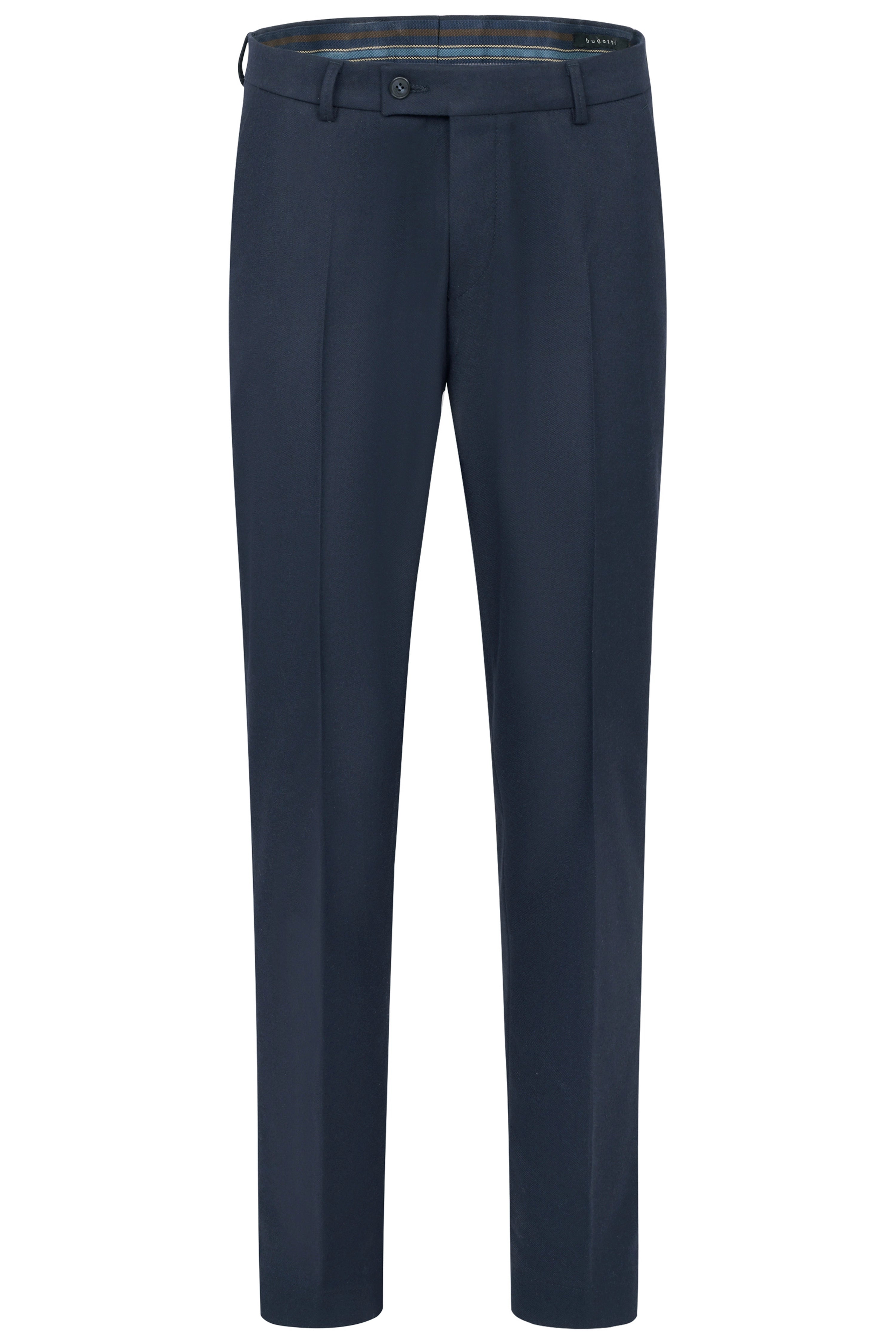 Dark blue bugatti trousers, bust view, elegant fabric with classic fit.