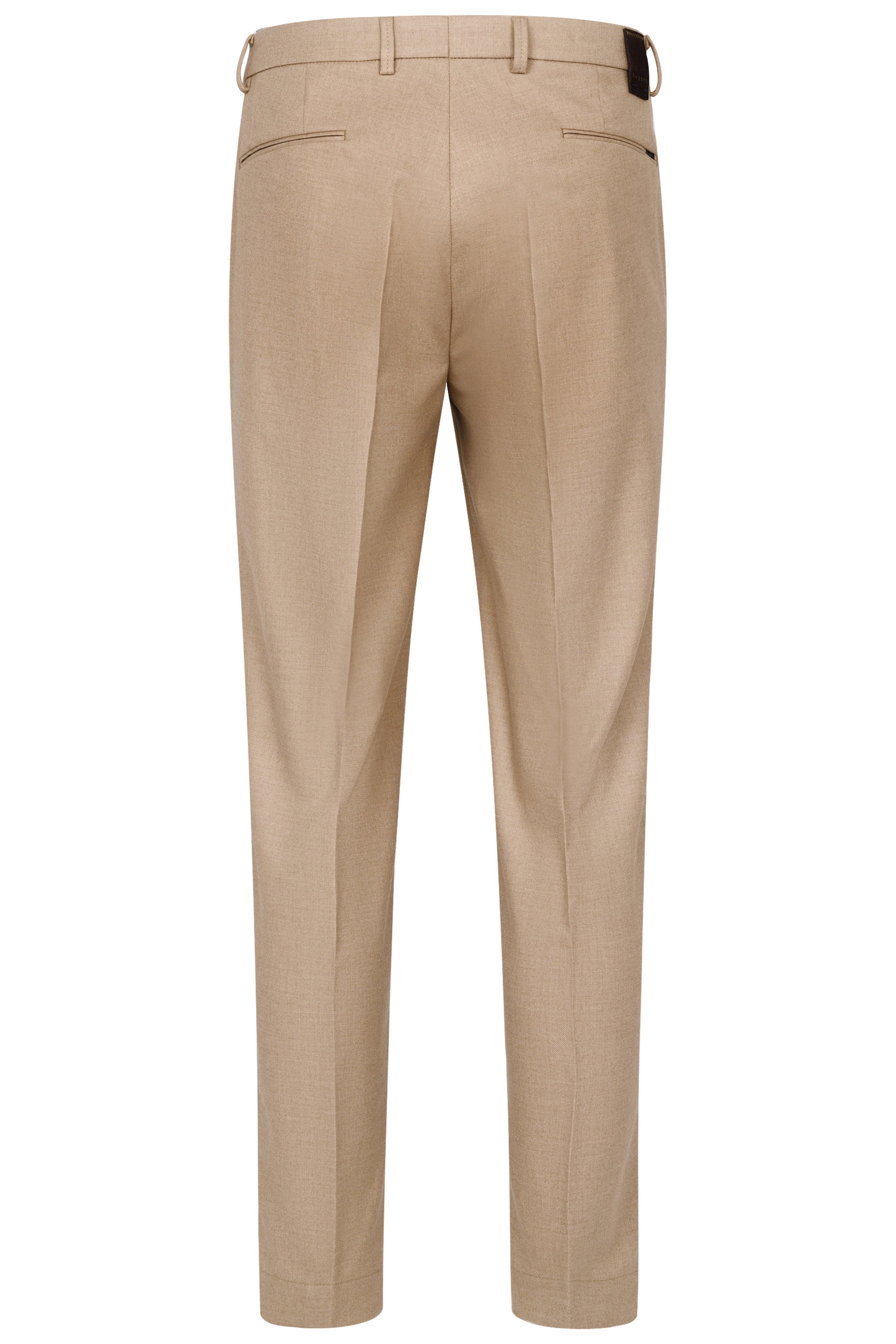 Beige bugatti trousers, casual image, classic crease, elegant design.