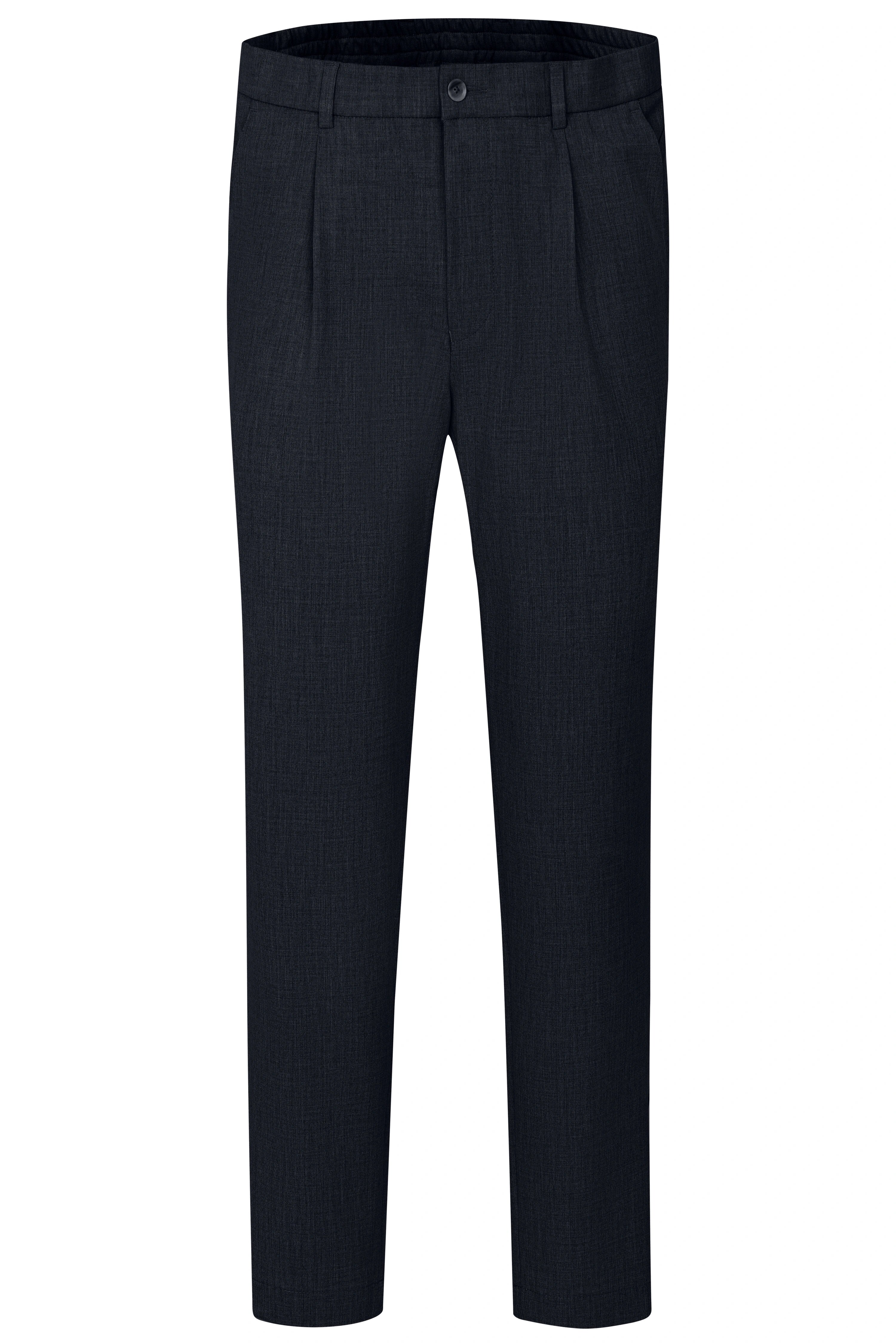 Elegante bugatti broek in donkerblauw, bustebeeld, stijlvol en tijdloos ontwerp.
