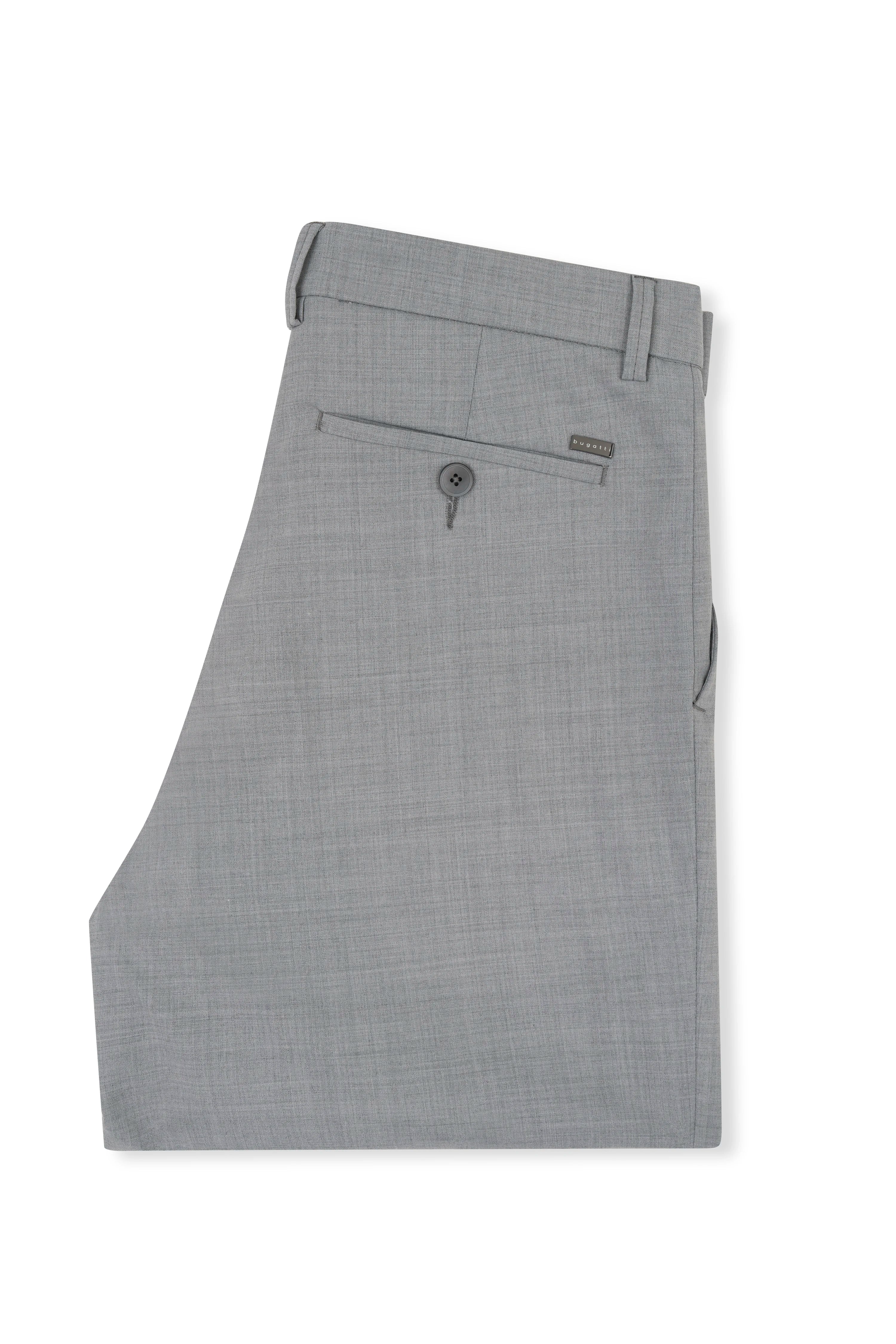 Graue bugatti Shorts, elegantes Design, Produktbild, Rückansicht.