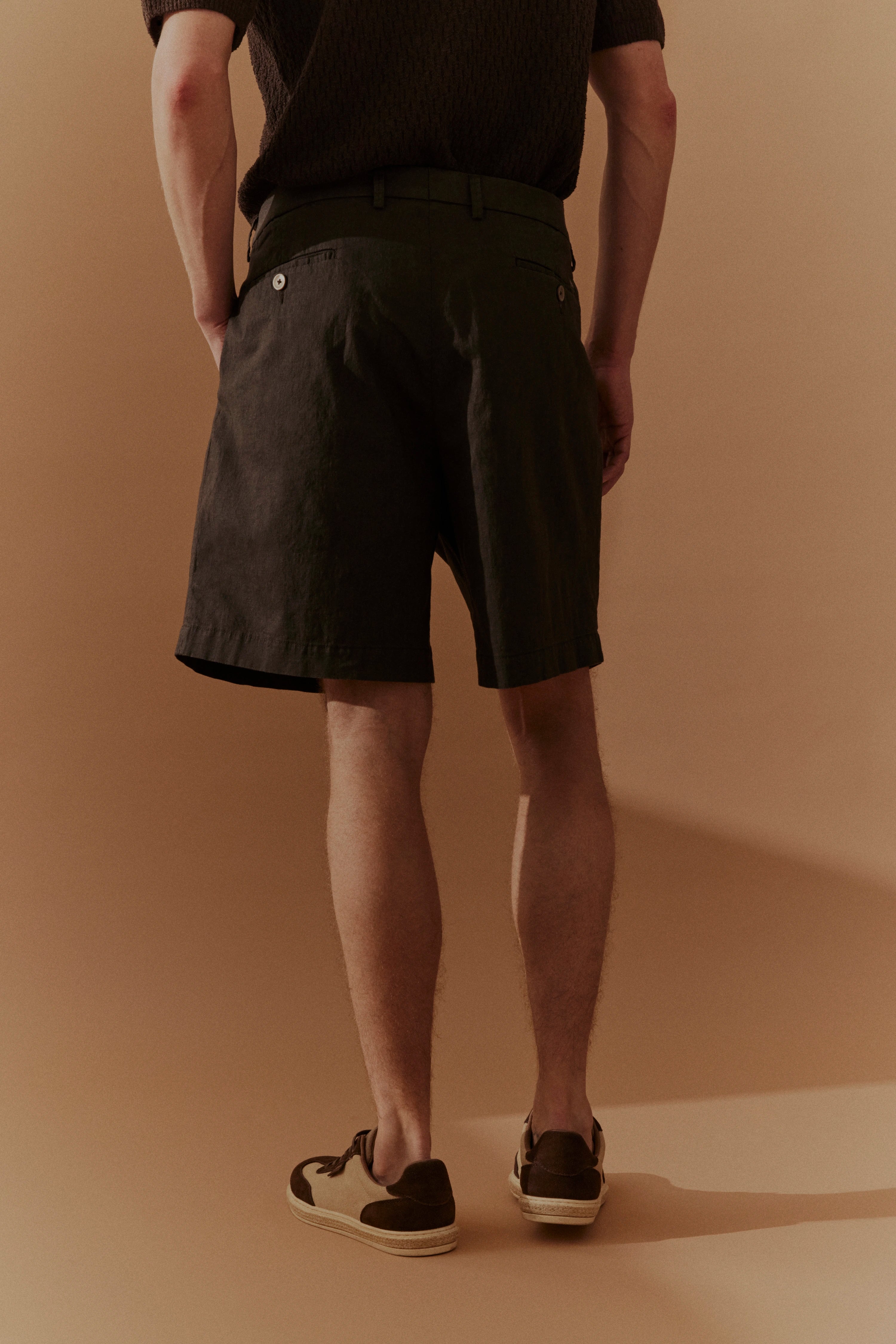 Shorts aus Leinenmix in braun