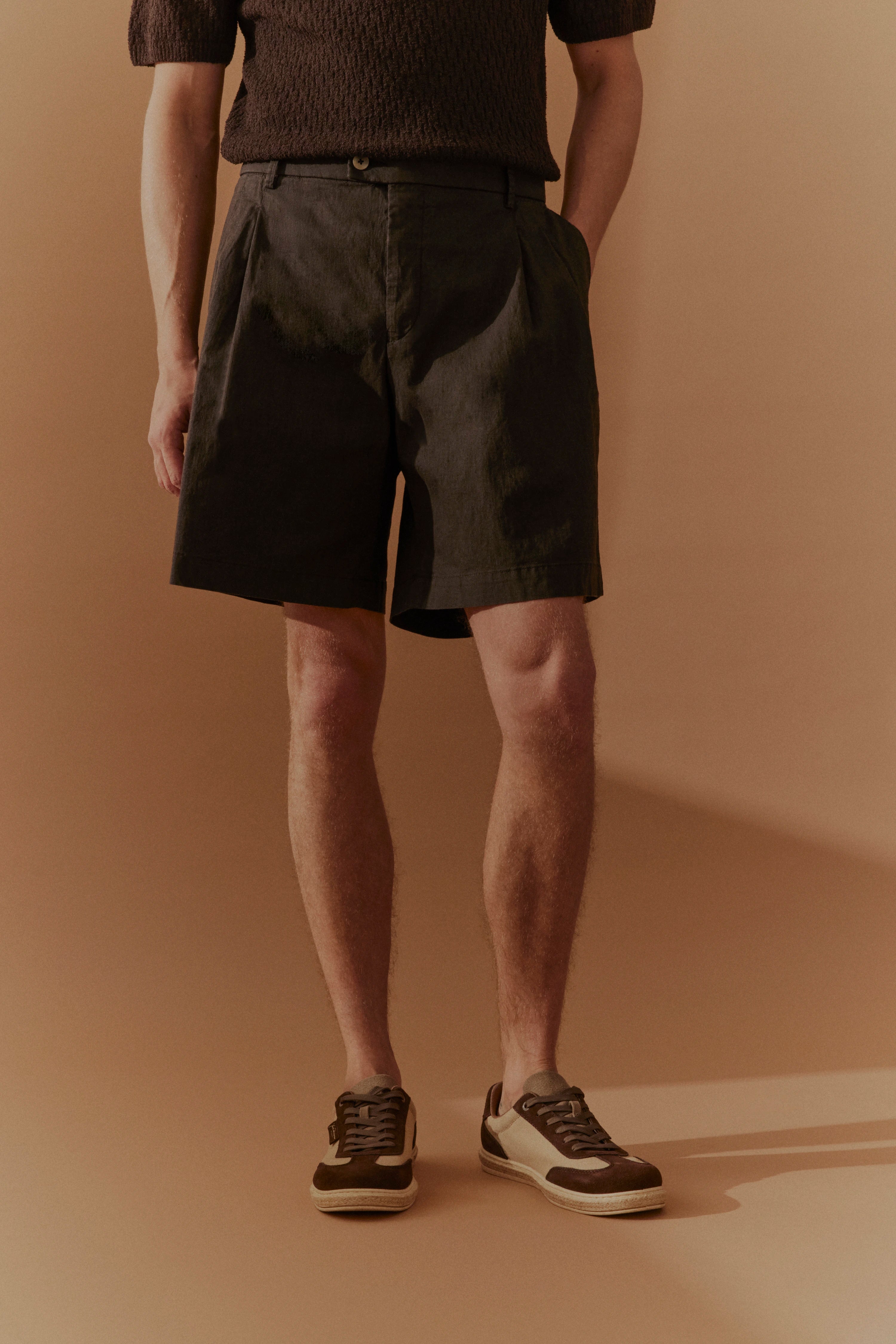 Shorts aus Leinenmix in braun
