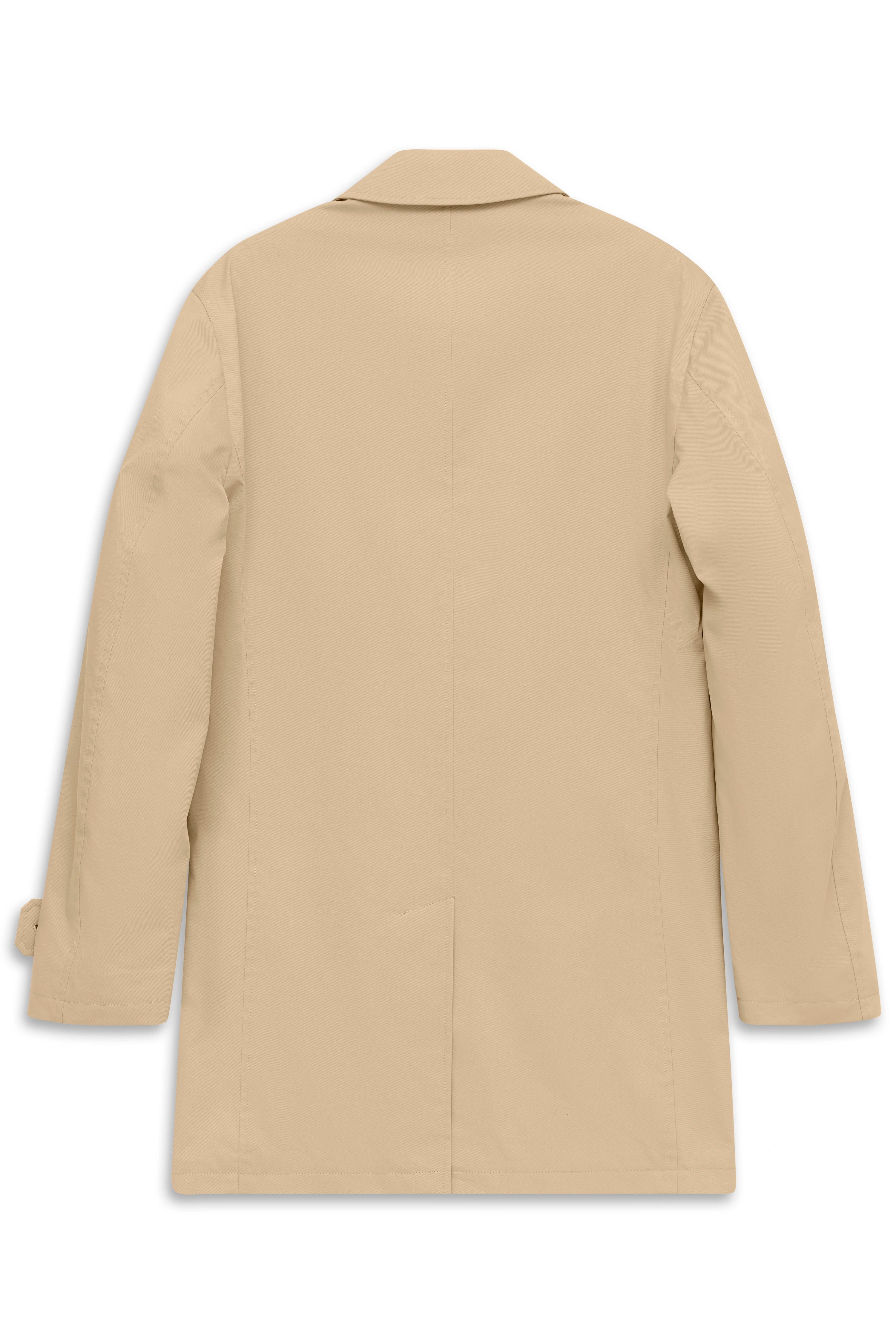 Beige bugatti Mantel Rückansicht, legeres Design, hochwertige Materialien, ohne Muster.