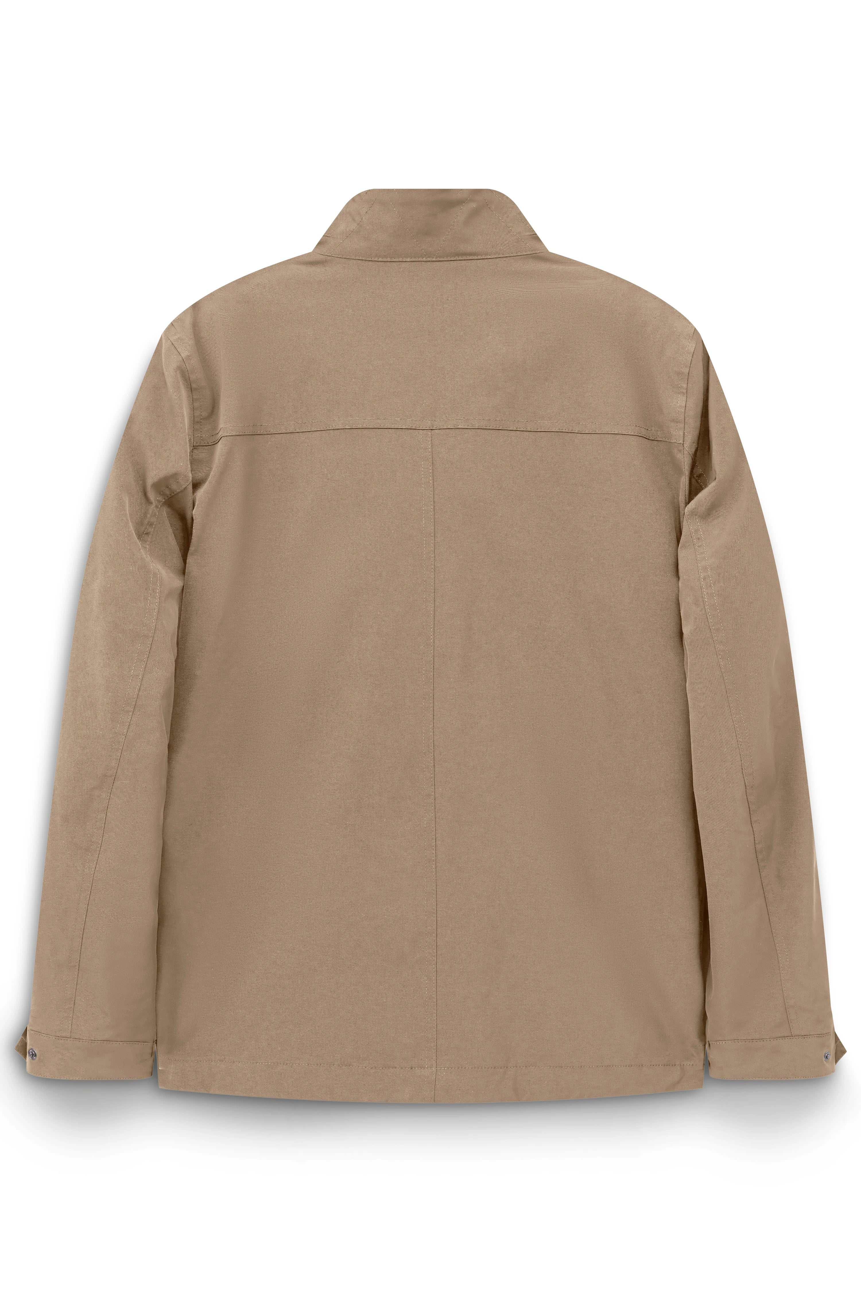 Beige bugatti Jacke, Rückansicht, leger, minimalistisch, hochwertige Materialien.