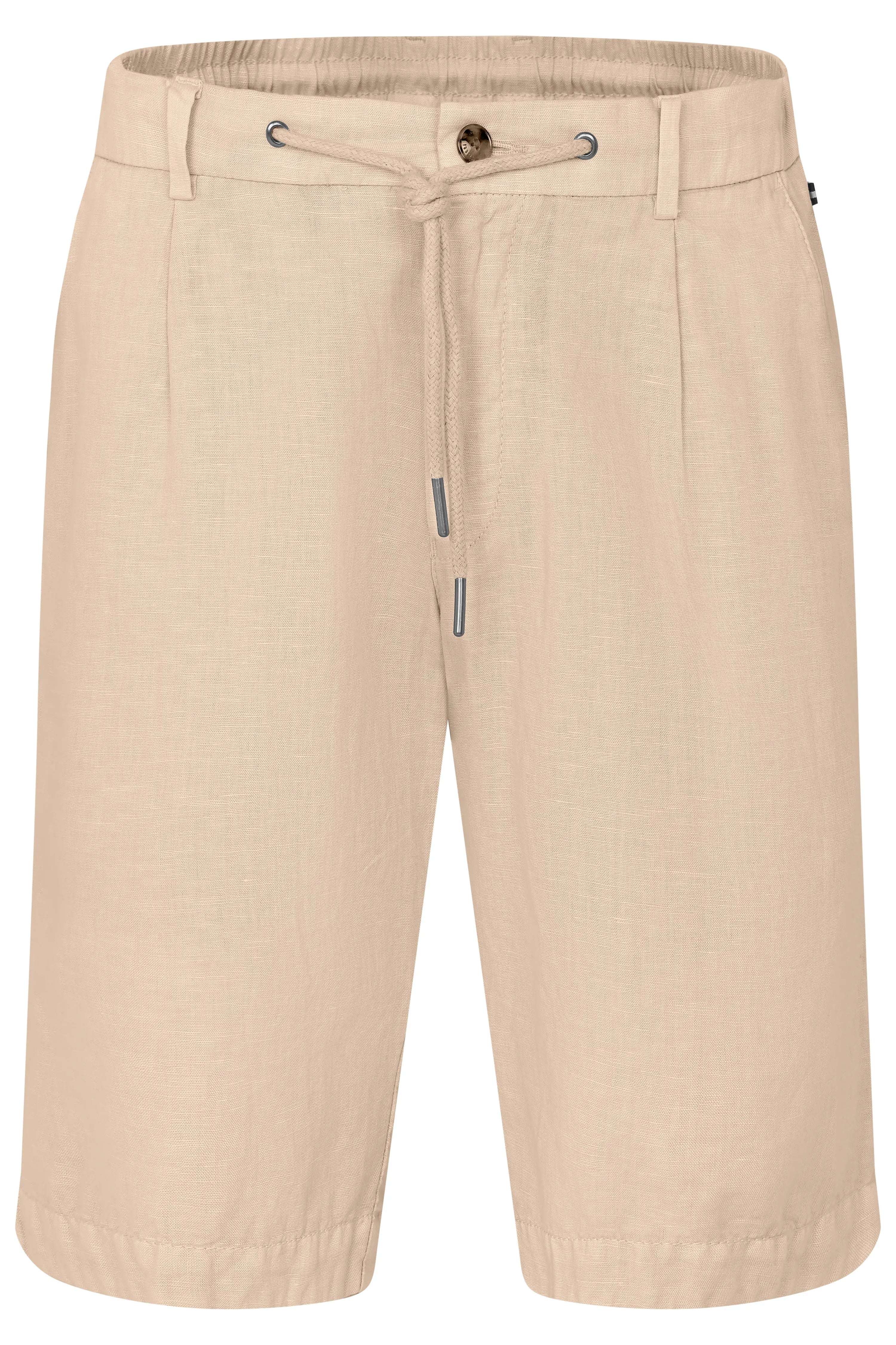 Beige bugatti Shorts aus Leinen mit Kordelzug, legeres Büstenbild. Perfekt für entspannte Sommerlooks.