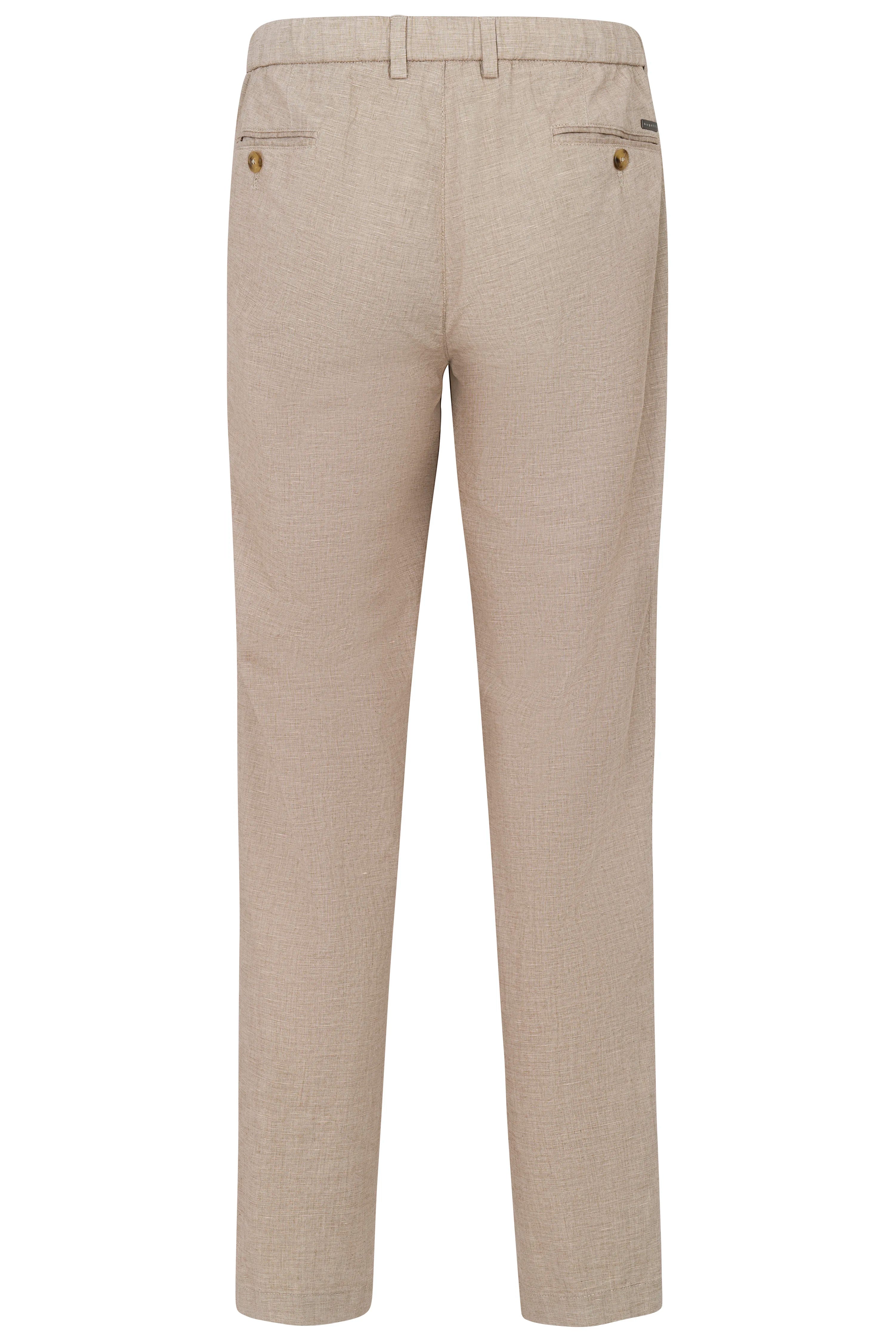 Beige bugatti broek, buste, subtiel patroon, stijlvol en tijdloos.