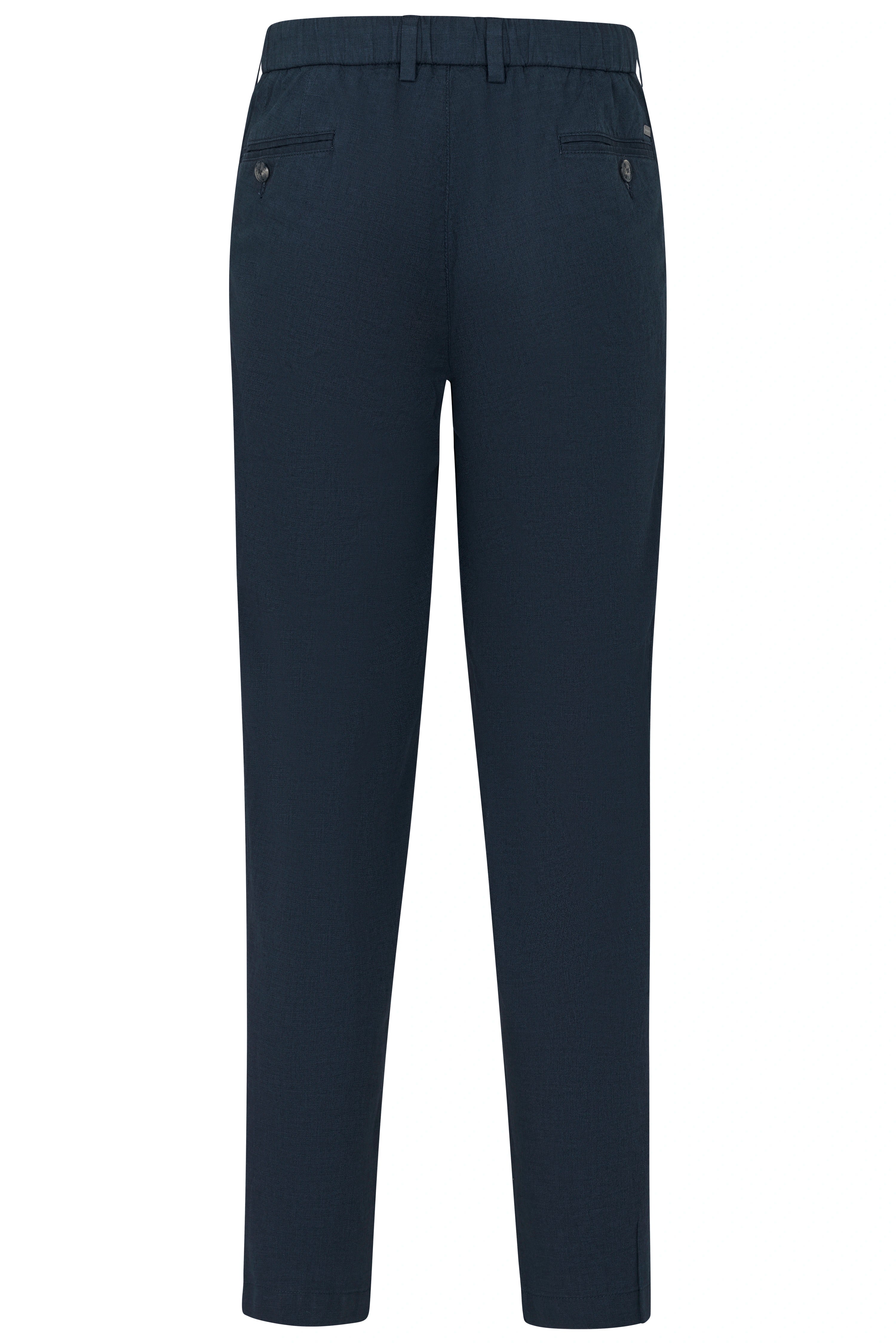 Donkerblauwe bugatti broek in casual busteweergave, elegant ontwerp voor tijdloze verfijning.